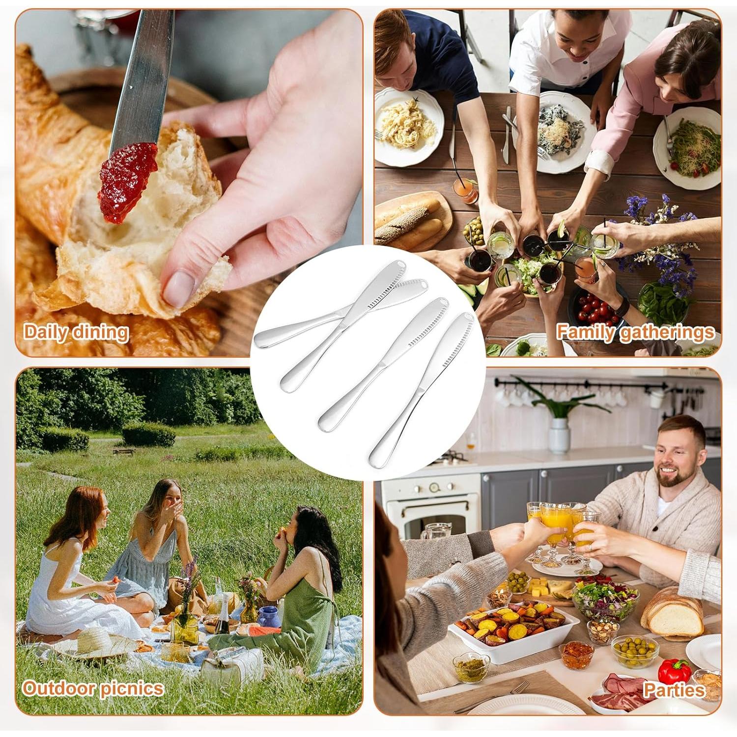 Juego de 4 cuchillos de mantequilla Gosknor 3 en 1 acero inoxidable