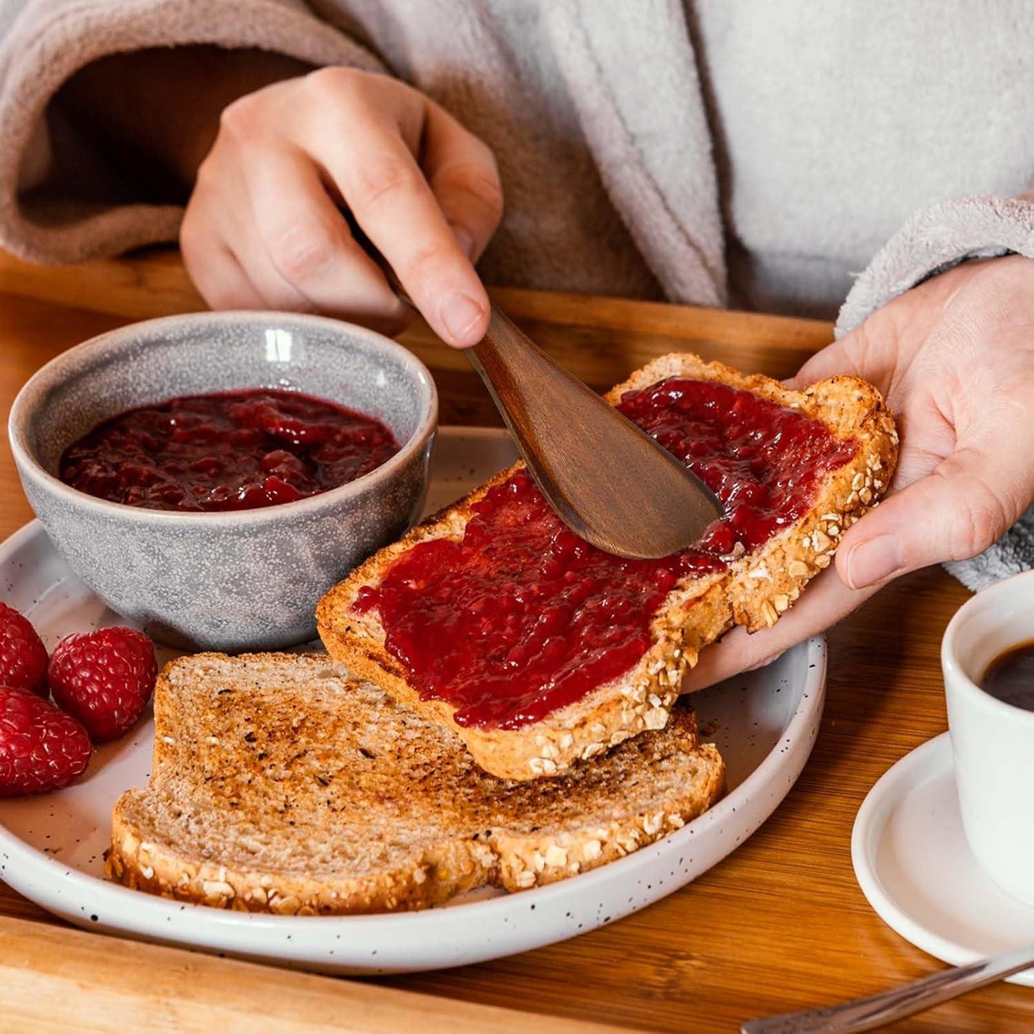 4 Cuchillos de Madera para Mantequilla Hariendny 15 cm