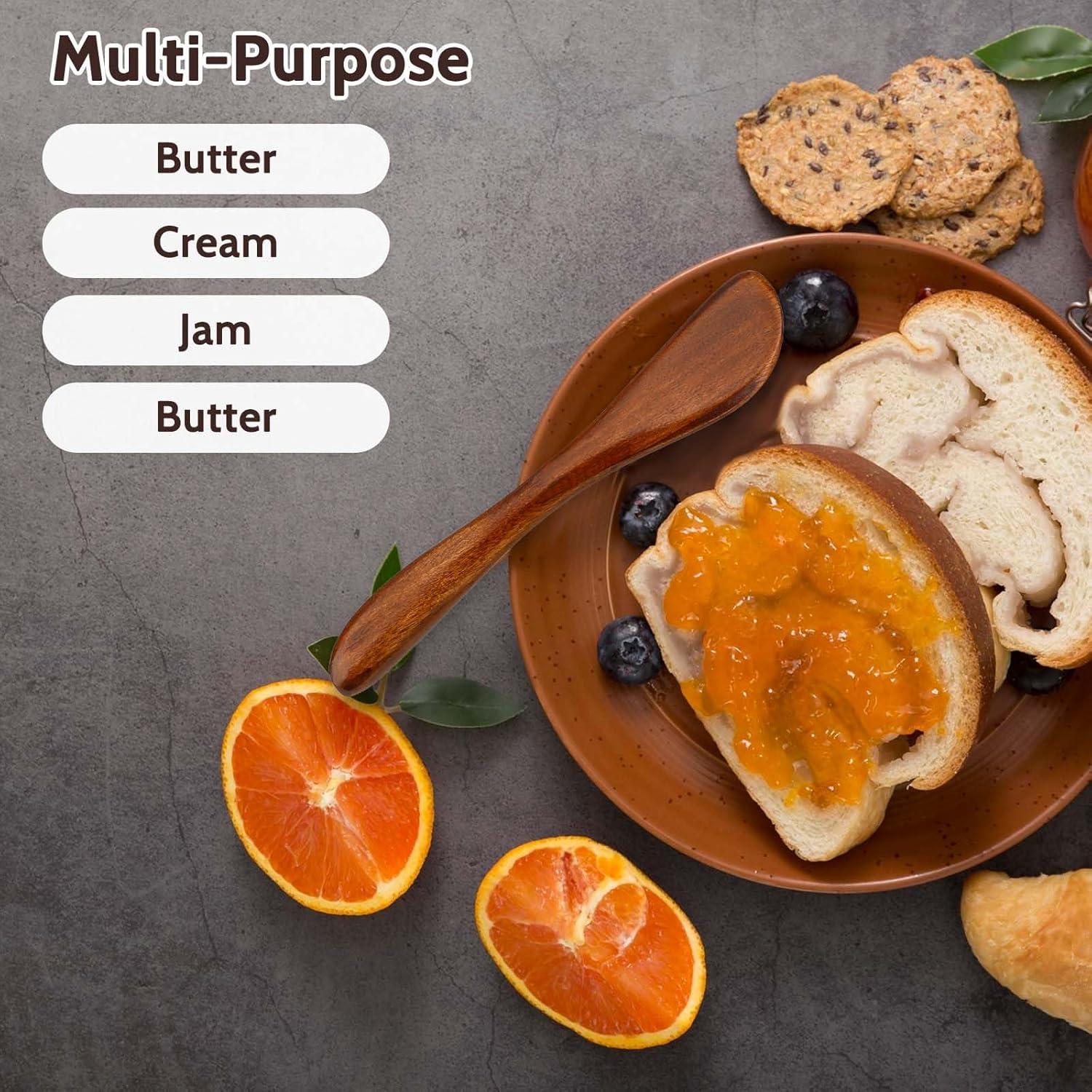 4 Cuchillos de Madera para Mantequilla Hariendny 15 cm