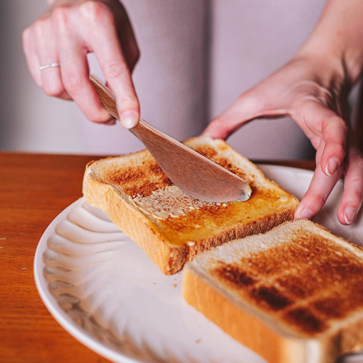 4 Espátulas de Mantequilla de Madera Mabor 15.3 cm Marrón Rojizo