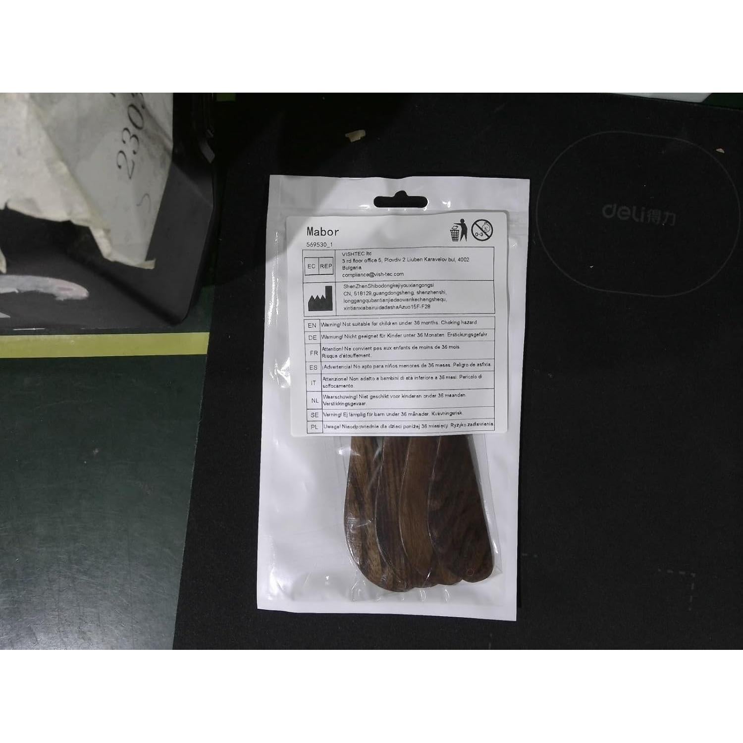 4 Espátulas de Mantequilla de Madera Mabor 15.3 cm Marrón Rojizo