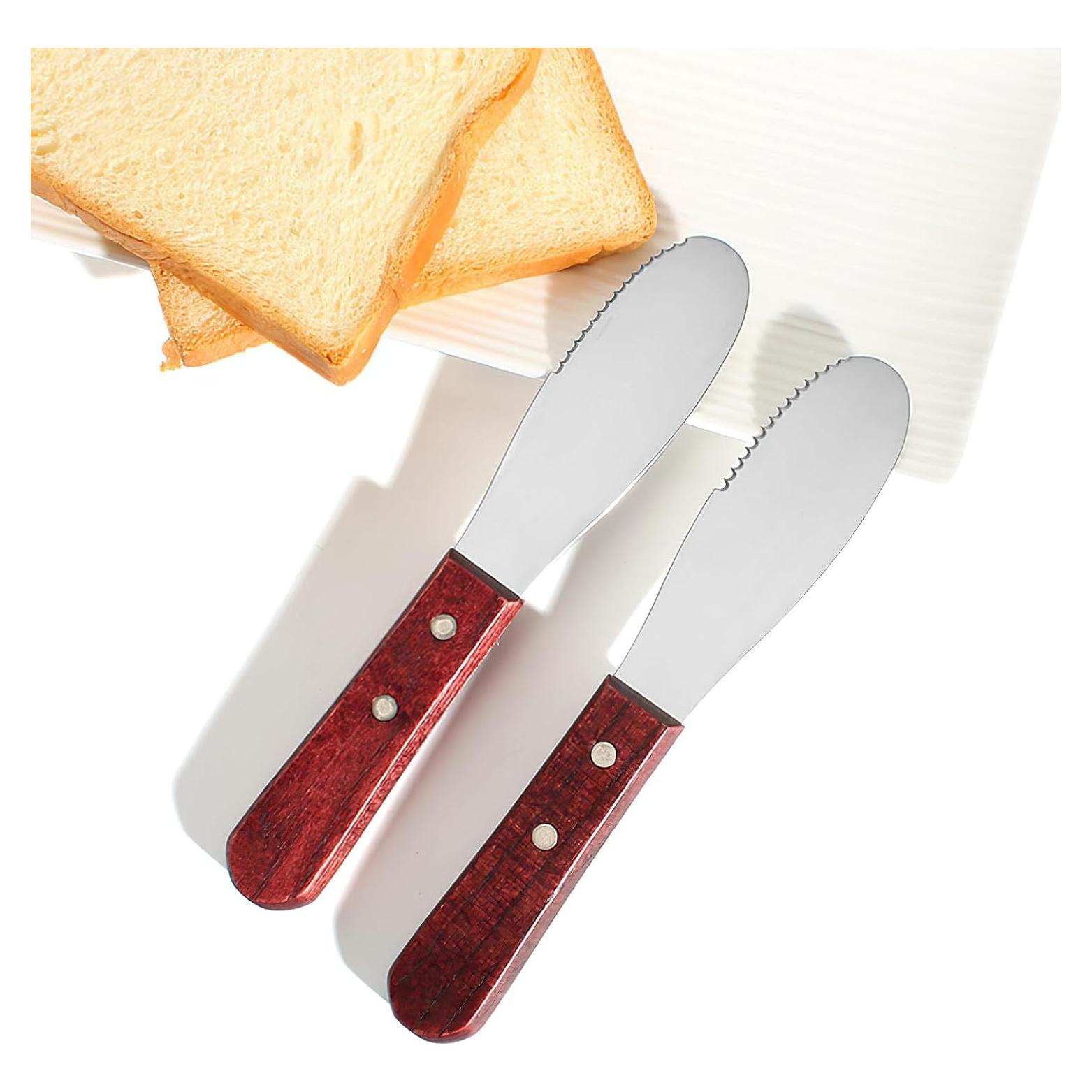 Juego de 2 Cuchillos para Mantequilla LemonBest - Acero Inoxidable y Madera