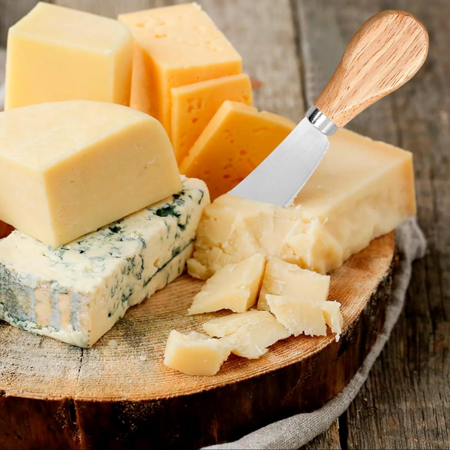 Juego de 4 Cuchillos para Untar Queso Hetenoyo - Acero Inoxidable y Madera