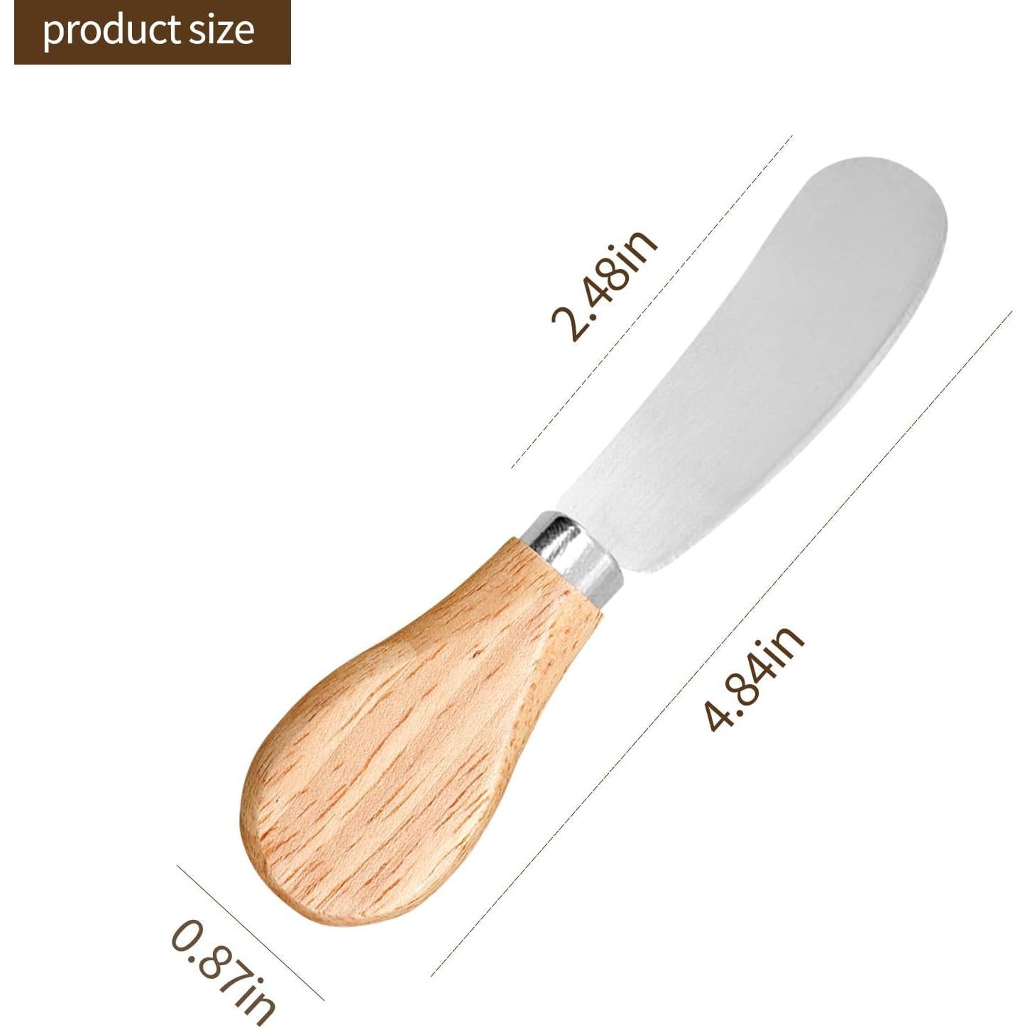 Juego de 4 Cuchillos para Untar Queso Hetenoyo - Acero Inoxidable y Madera