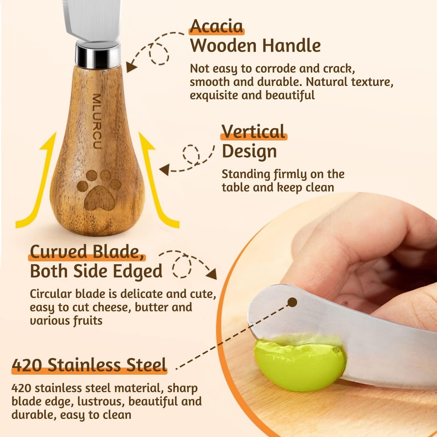 Juego de 4 cuchillos para untar mantequilla Mlurcu - Acero inoxidable y madera de acacia