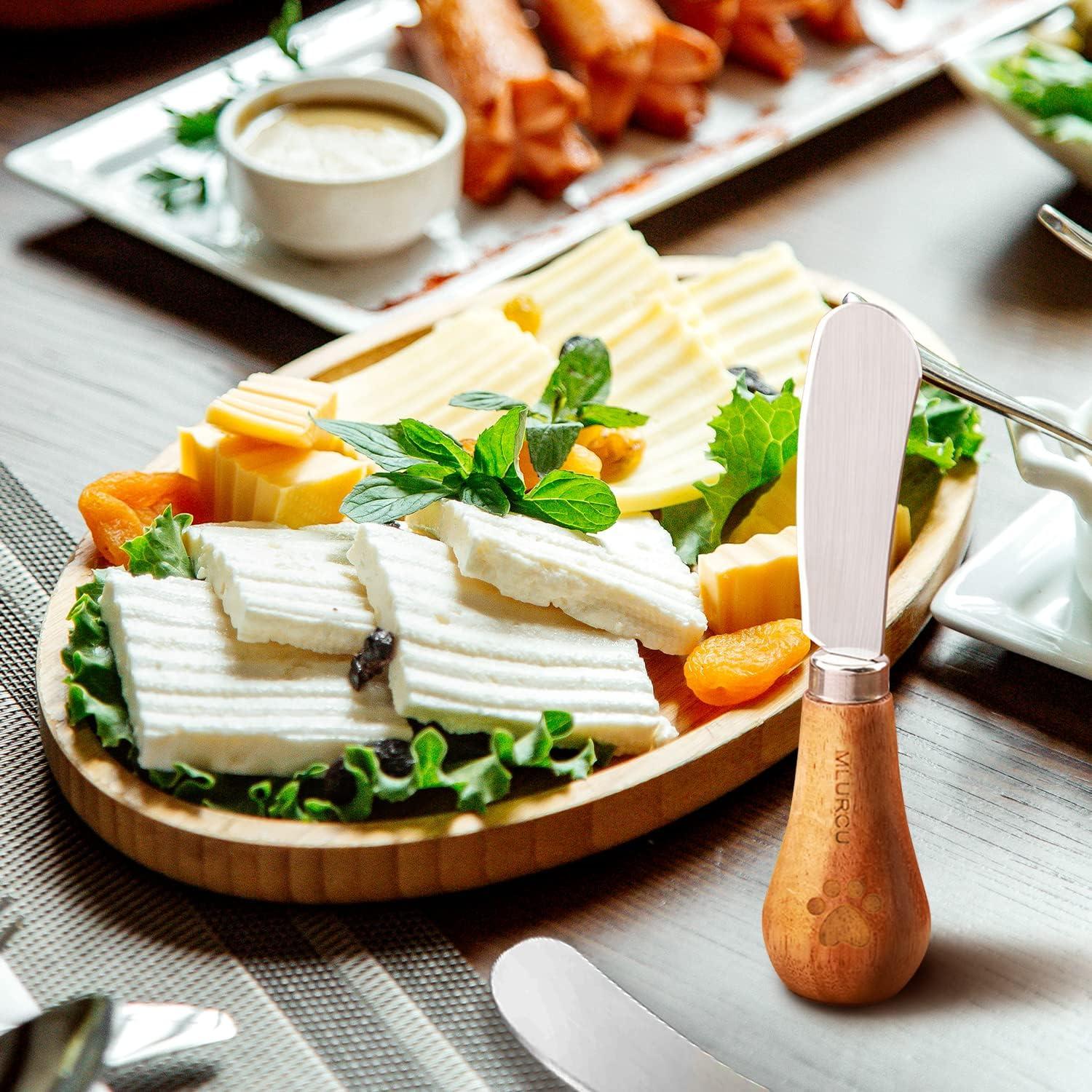 Juego de 4 cuchillos para untar mantequilla Mlurcu - Acero inoxidable y madera de acacia