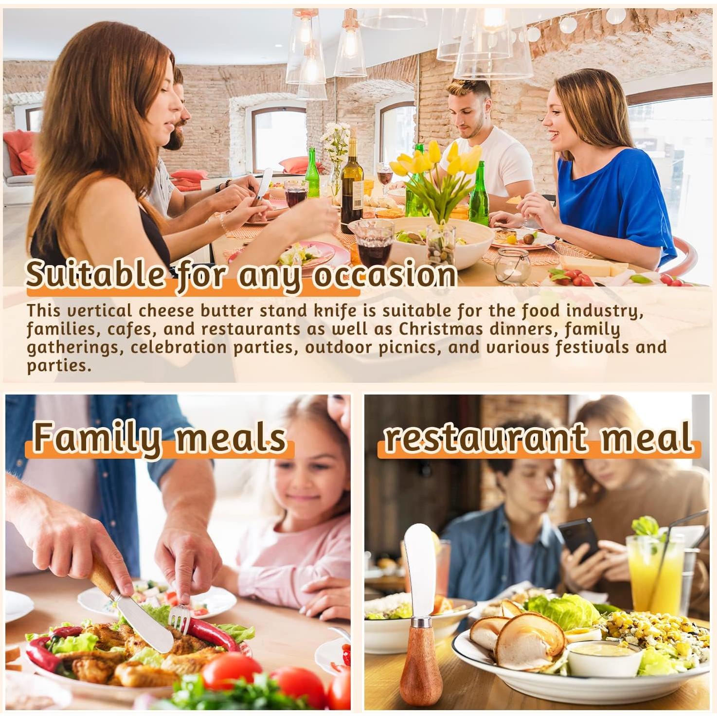 Juego de 4 cuchillos para untar mantequilla Mlurcu - Acero inoxidable y madera de acacia