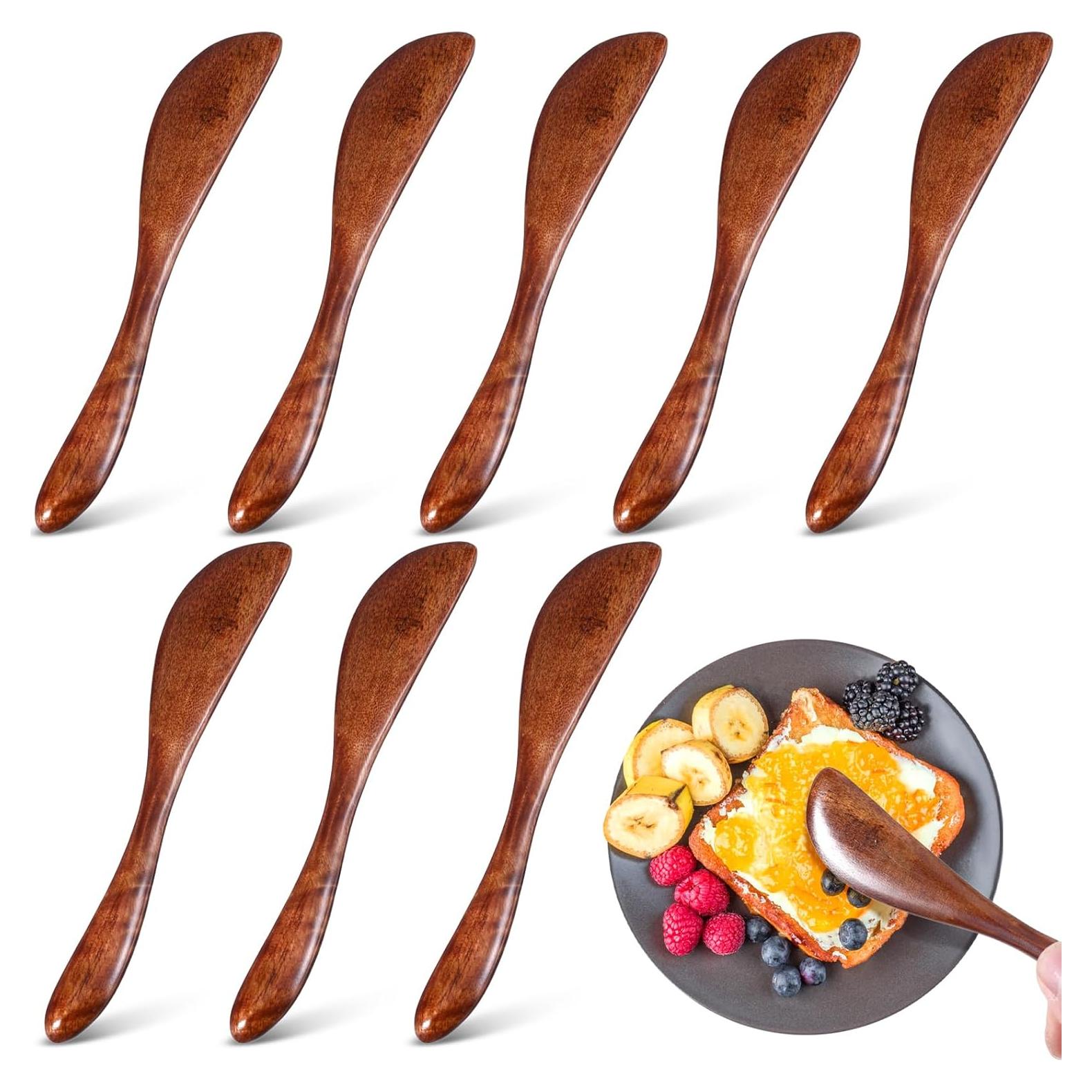 Juego de 8 Espátulas de Mantequilla de Madera FdcZeyxior 15cm