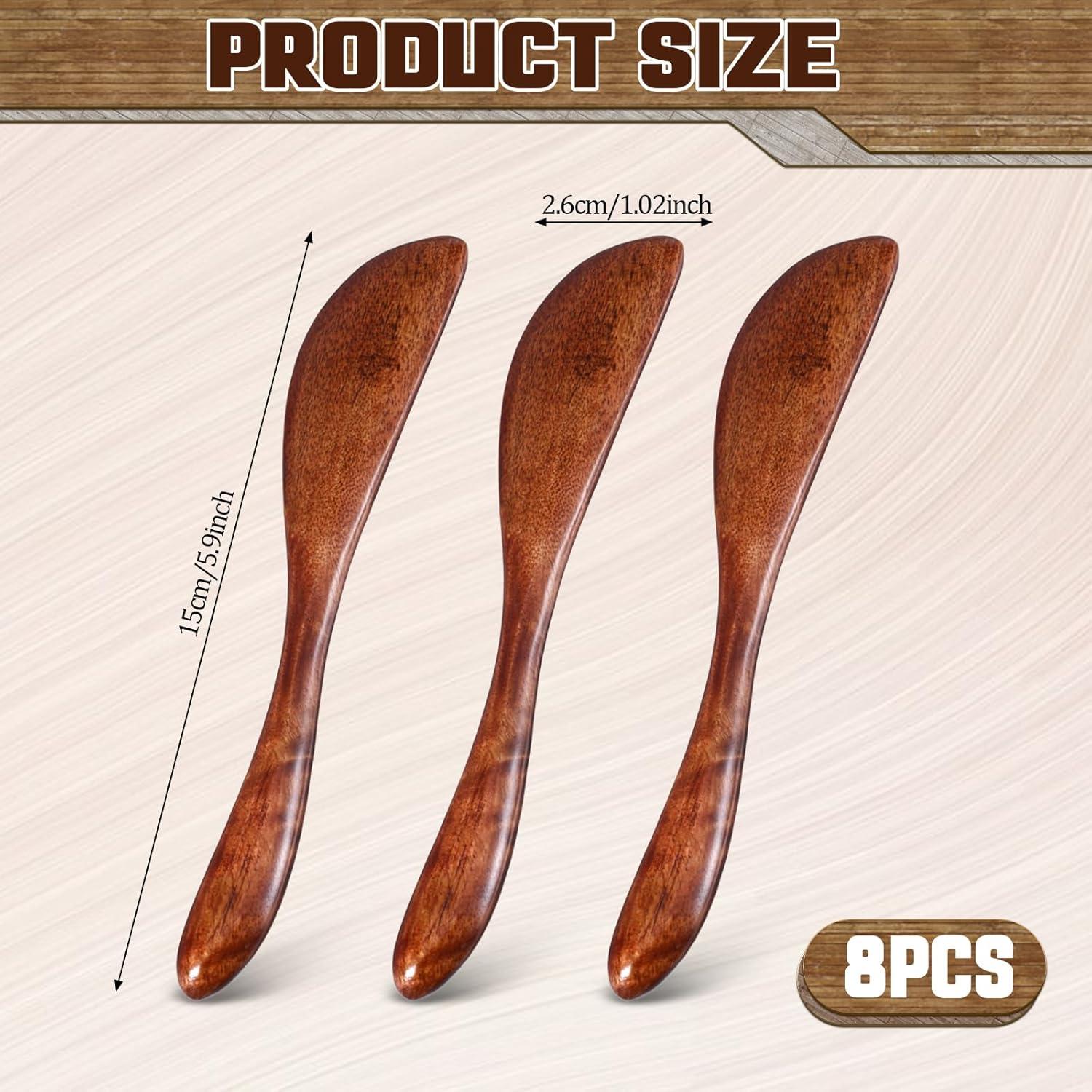Juego de 8 Espátulas de Mantequilla de Madera FdcZeyxior 15cm