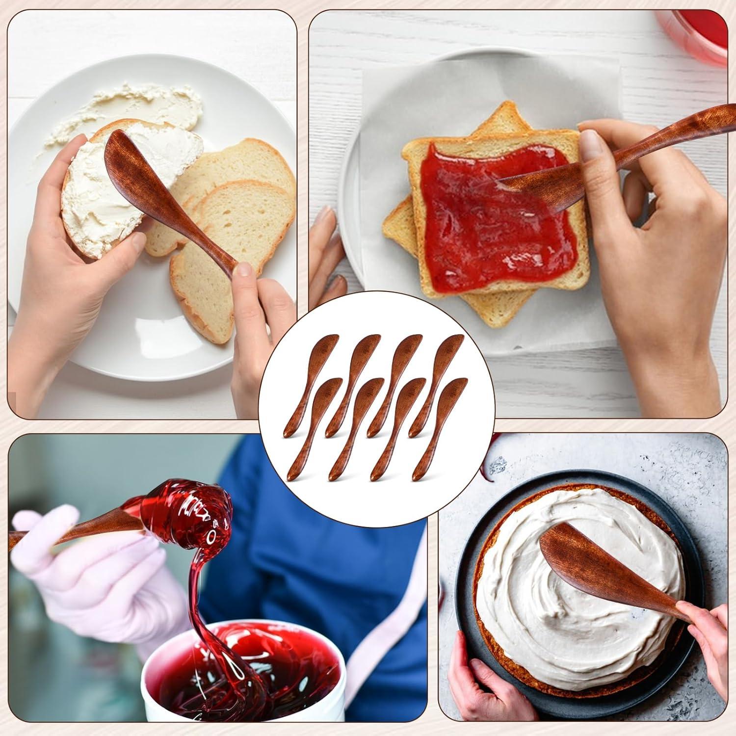 Juego de 8 Espátulas de Mantequilla de Madera FdcZeyxior 15cm