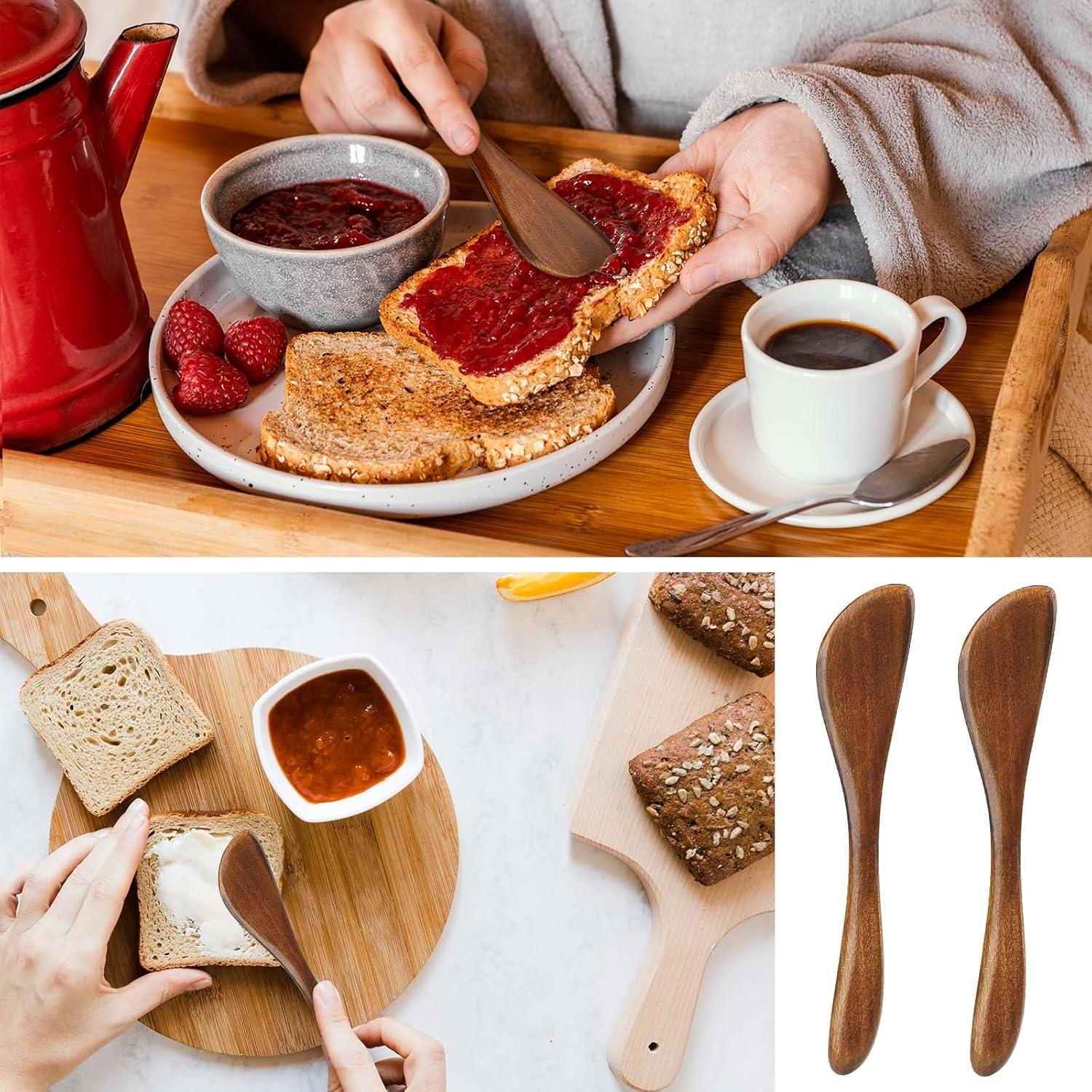 4 Cuchillos para Untar Mermelada de Madera Xthrotsenk 16 cm