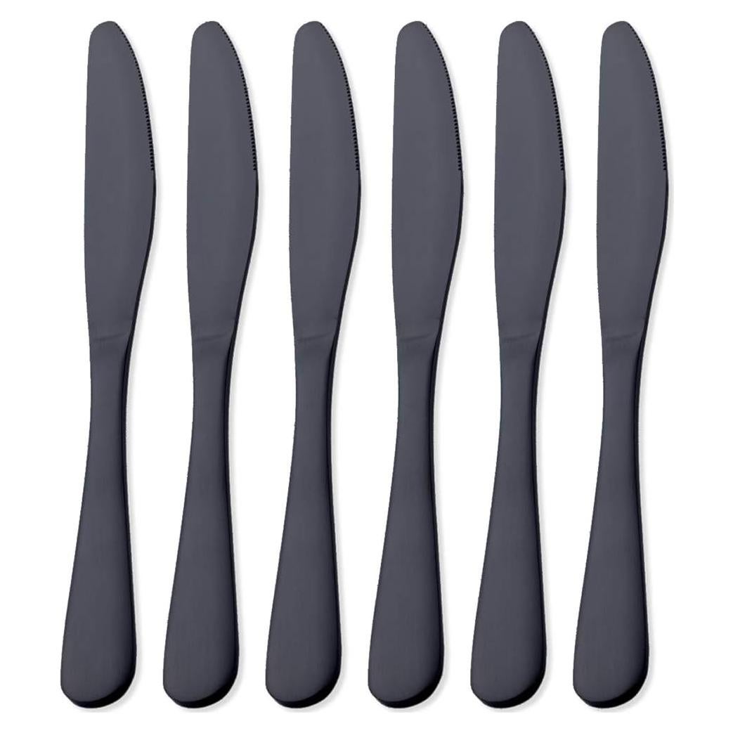 Juego de 6 Cuchillos de Cena GoGeiLi Acero Inoxidable Negro Mate 23.9 cm