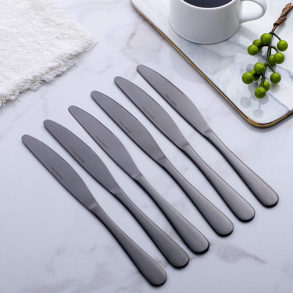 Juego de 6 Cuchillos de Cena GoGeiLi Acero Inoxidable Negro Mate 23.9 cm