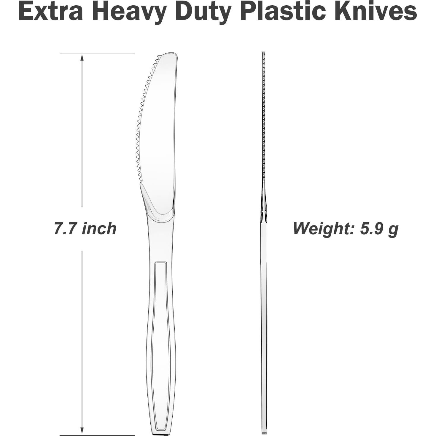 Cuchillos de Plástico Desechables Dealusy 100 Unidades 19.5 cm