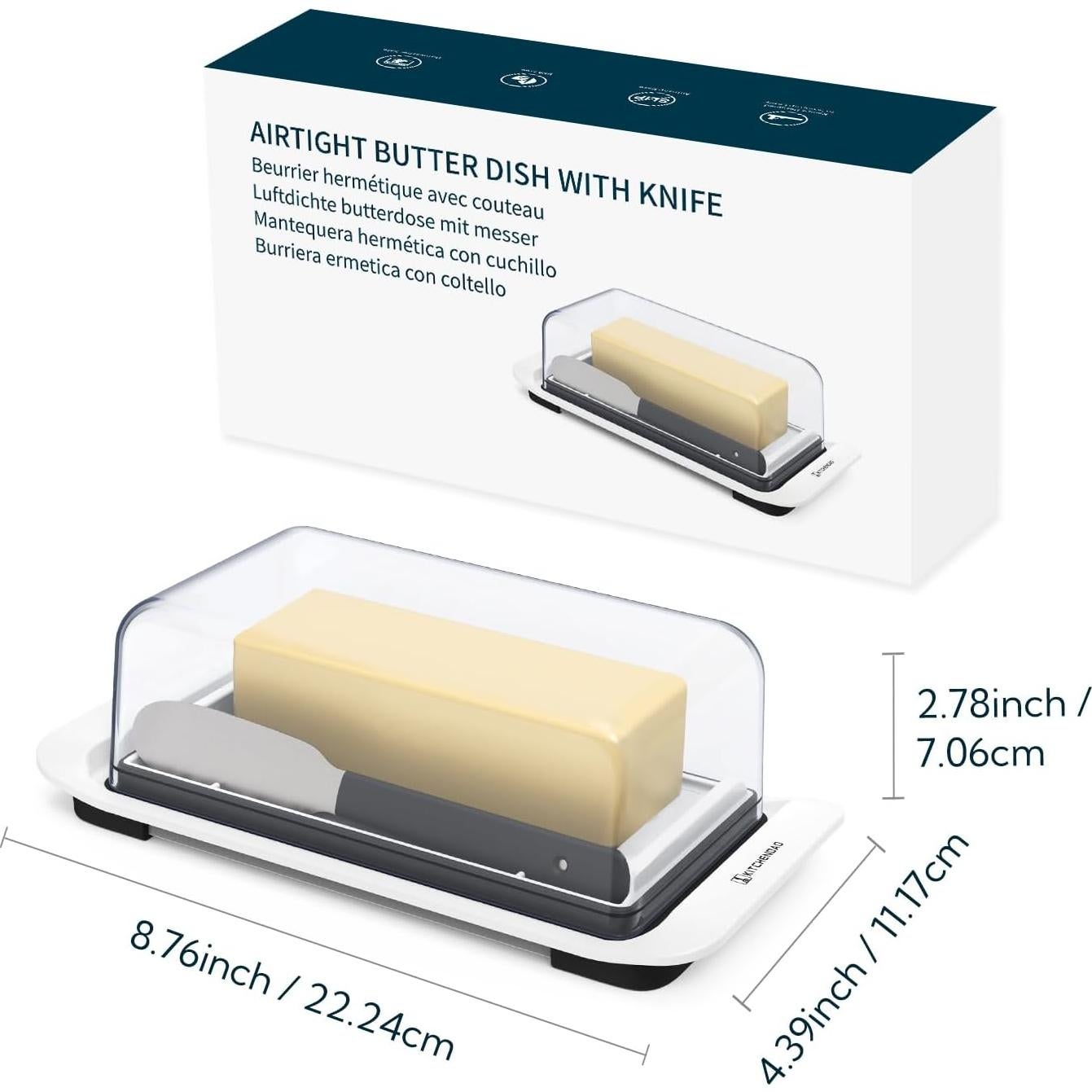 Caja de Mantequilla Hermética KITCHENDAO con Cuchillo 13.2x5.4x5.2 cm