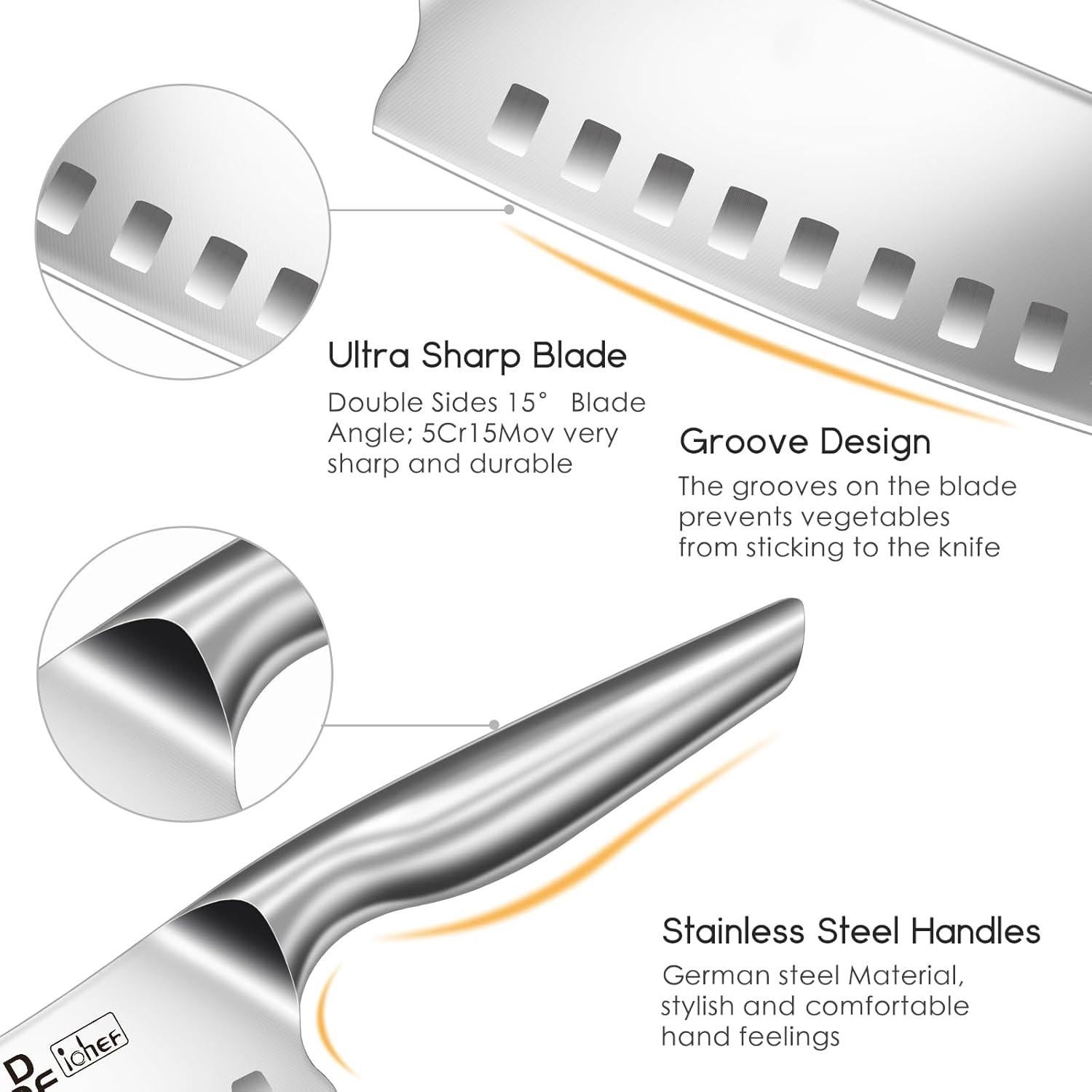 Cuchillo de Chef DDF iohEF Santoku 7" Acero Inoxidable Profesional