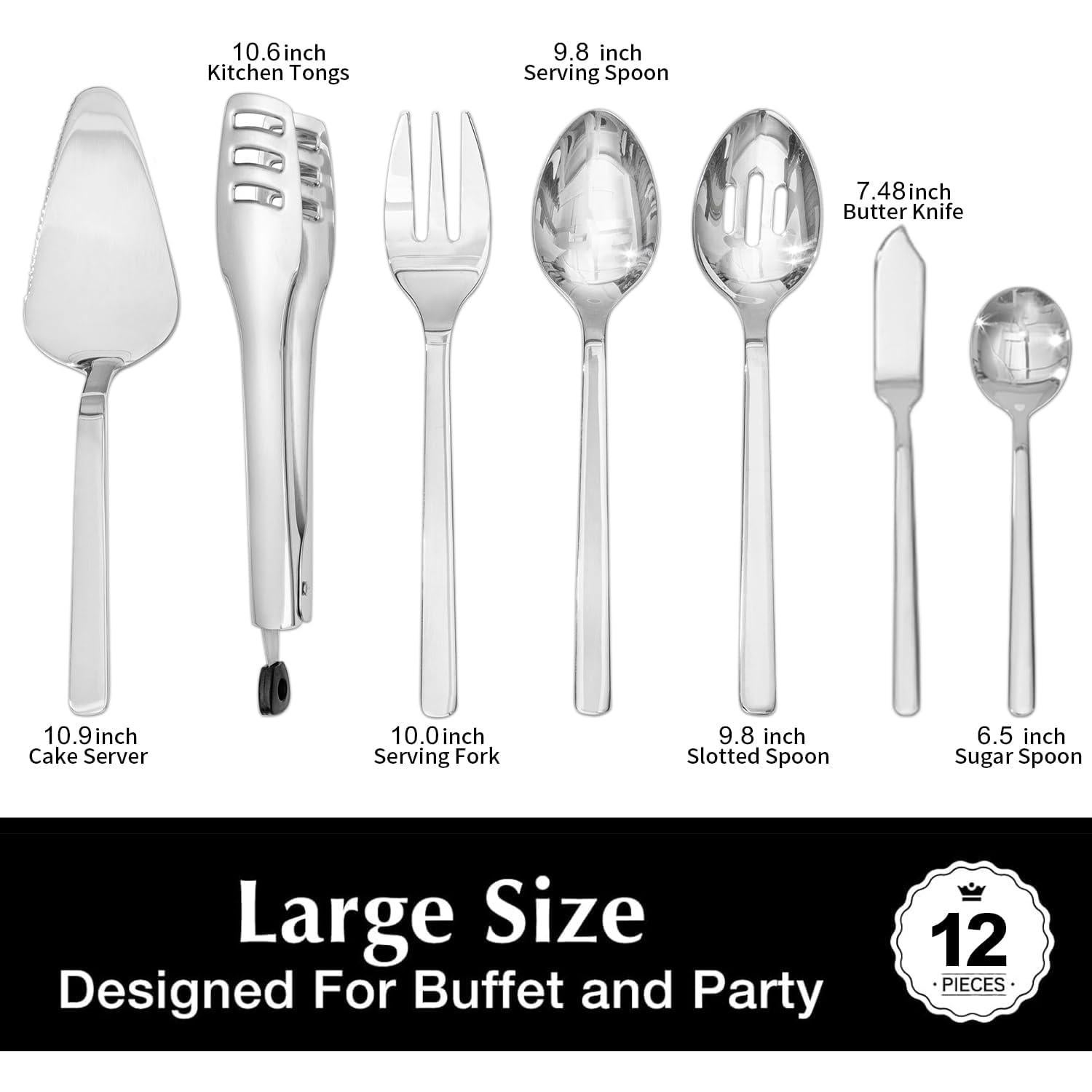 Juego de Utensilios de Servicio KINGSTONE 12 Piezas Acero Inoxidable