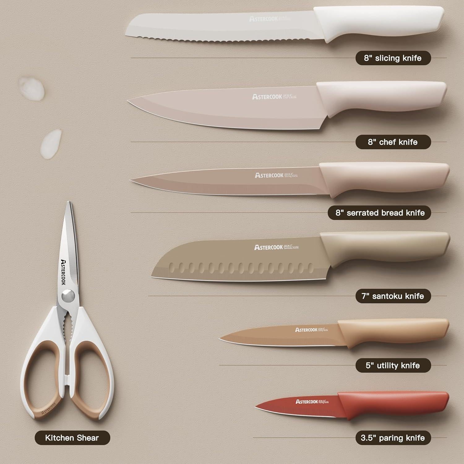 Juego de cuchillos de cocina Astercook 13 piezas acero inoxidable