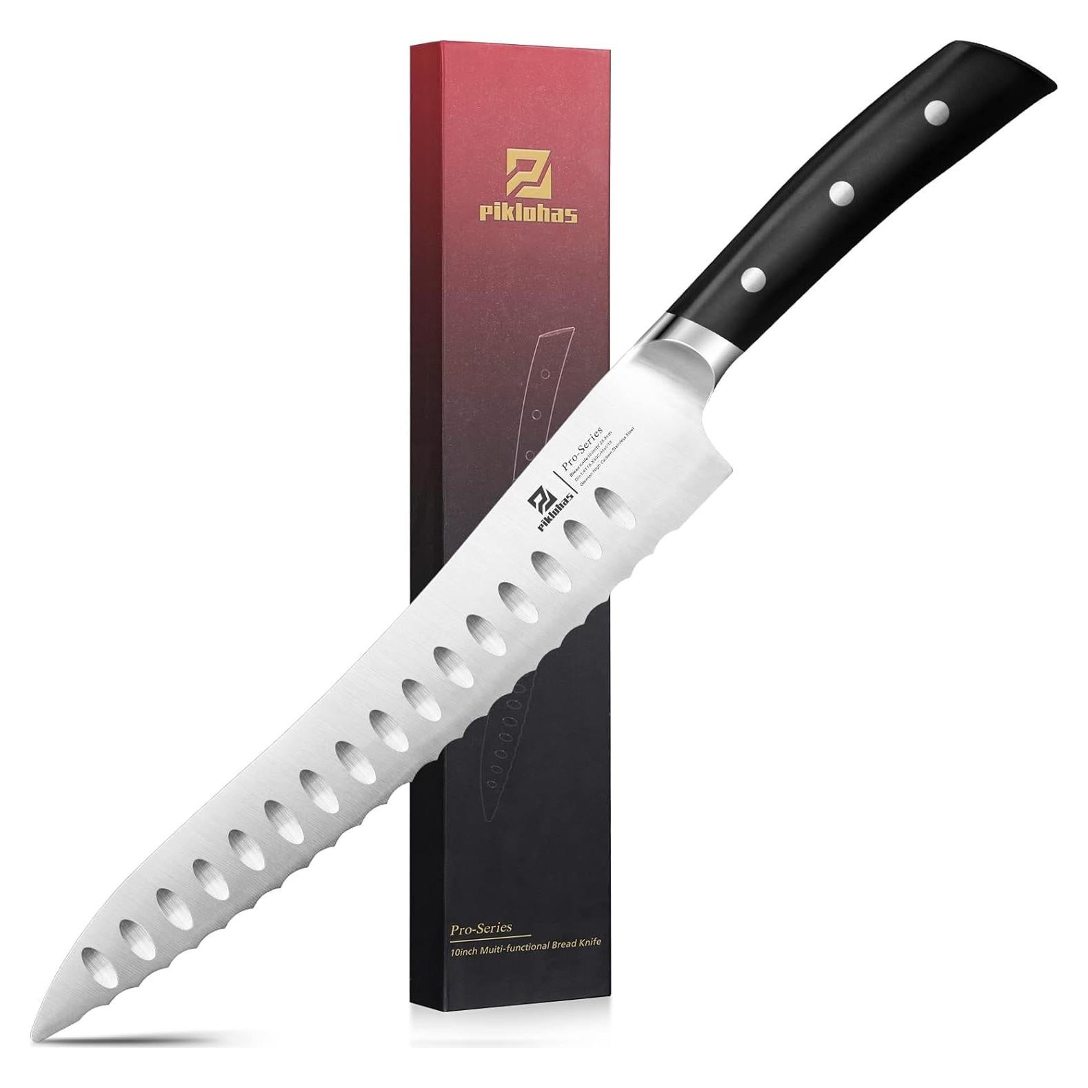 Cuchillo de Pan Piklohas 25.4 cm Afilado Serrado Negro