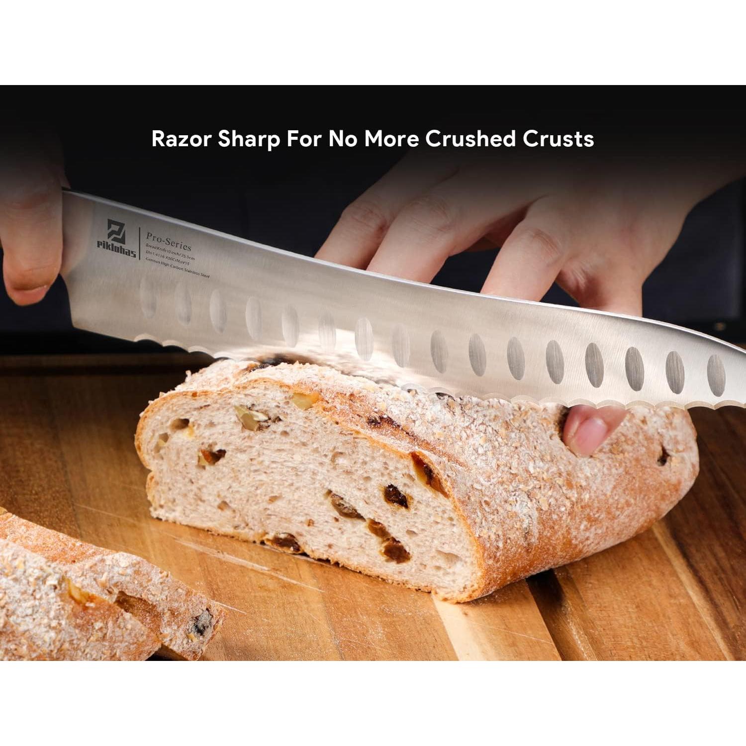 Cuchillo de Pan Piklohas 25.4 cm Afilado Serrado Negro