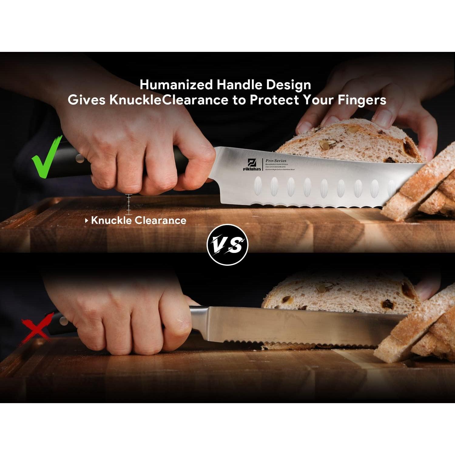 Cuchillo de Pan Piklohas 25.4 cm Afilado Serrado Negro