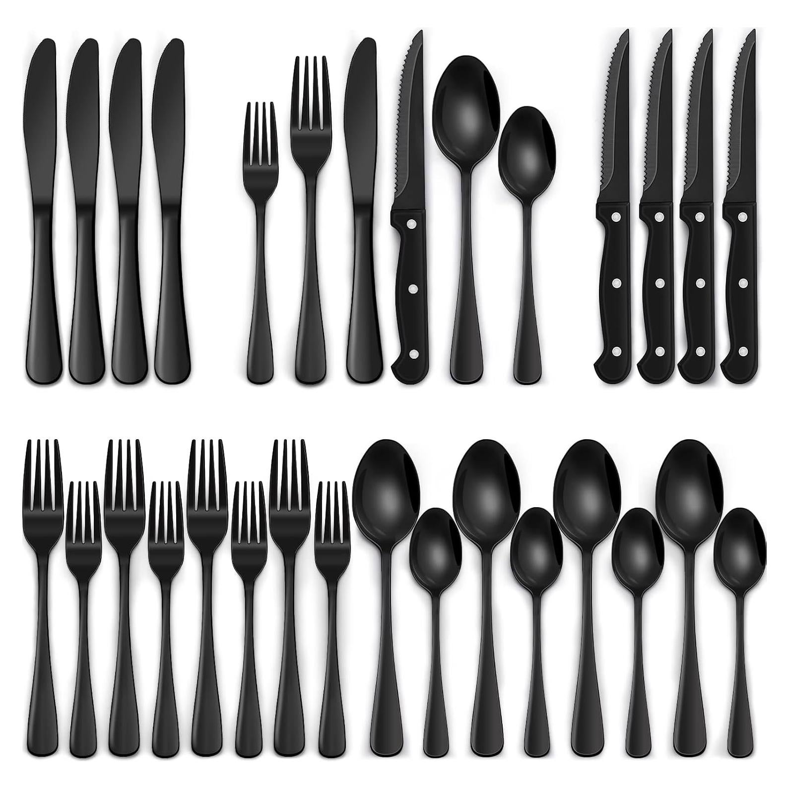 Juego de Cubiertos EWFEN Negro 24 Piezas Acero Inoxidable