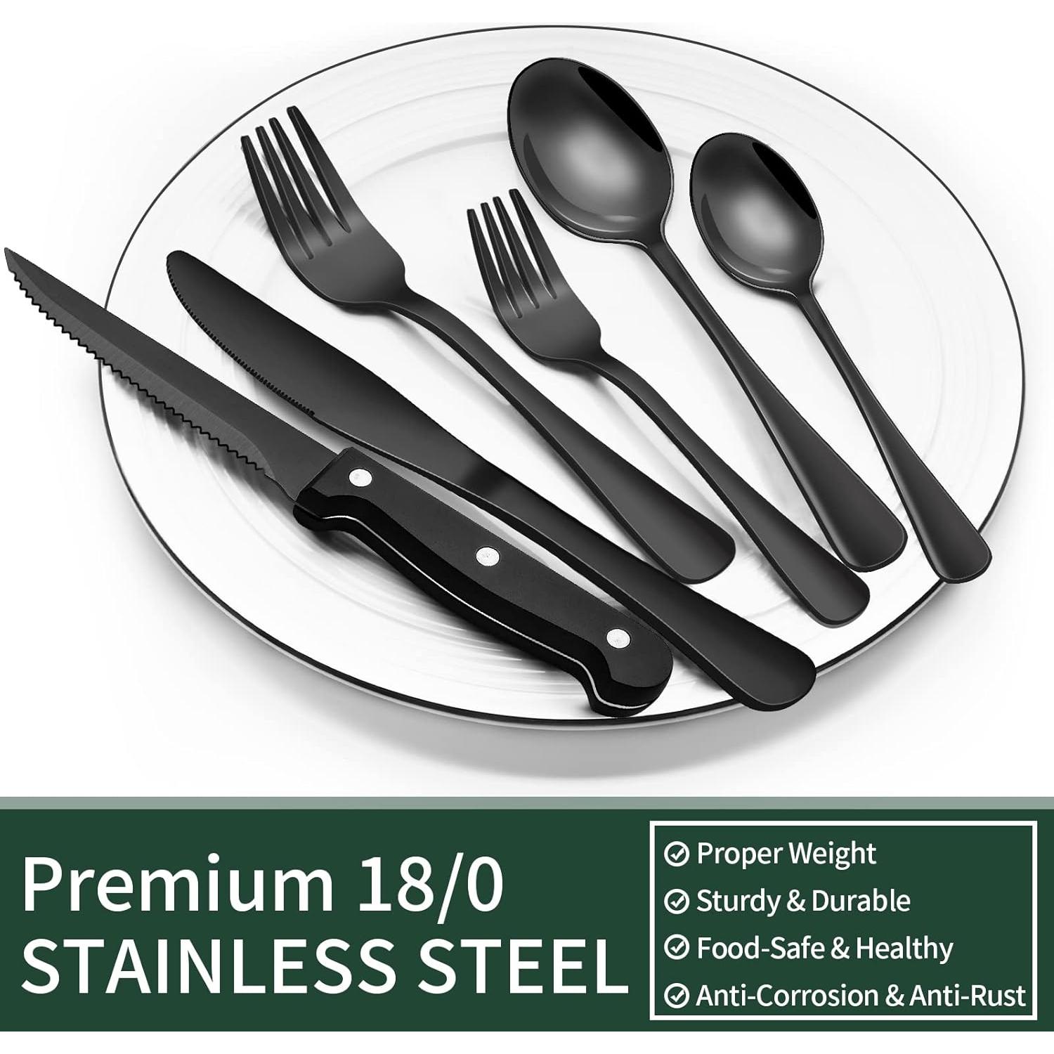 Juego de Cubiertos EWFEN Negro 24 Piezas Acero Inoxidable