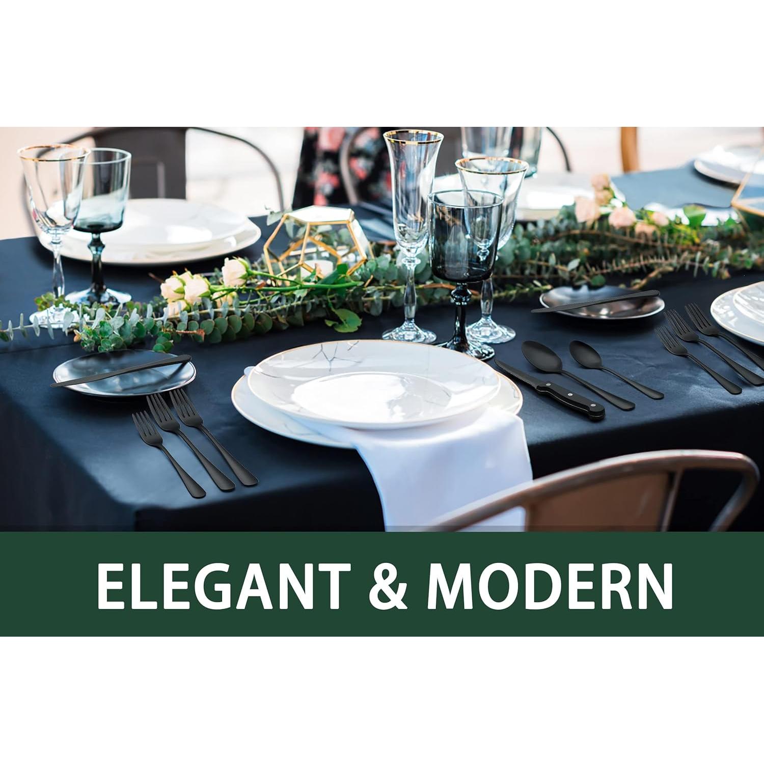 Juego de Cubiertos EWFEN Negro 24 Piezas Acero Inoxidable