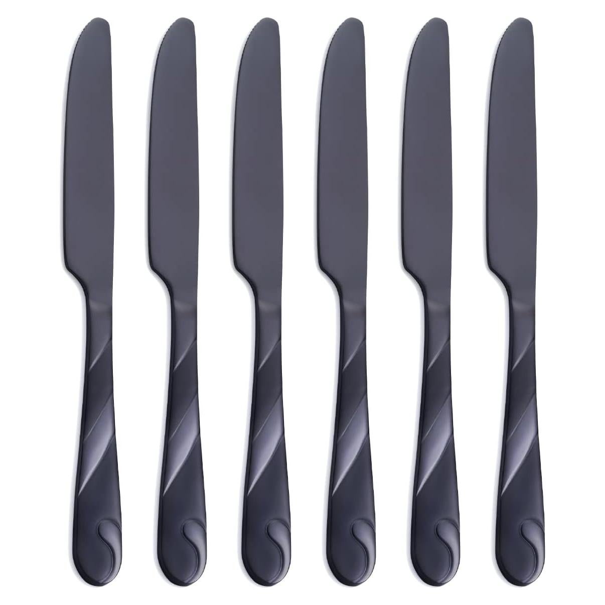 Juego de Cuchillos de Cena Seeshine 6 Piezas Acero Inoxidable Negro