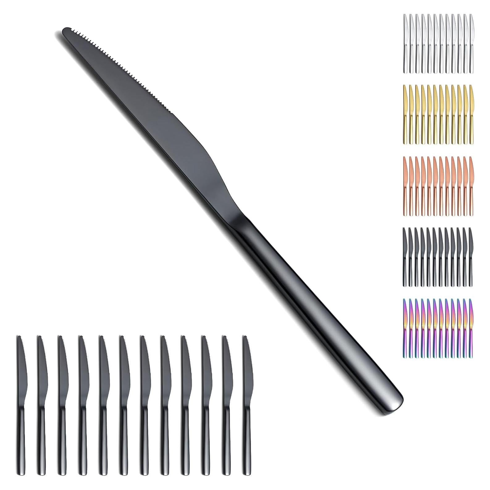 Juego de cuchillos de cena Evanda 12 piezas acero inoxidable negro