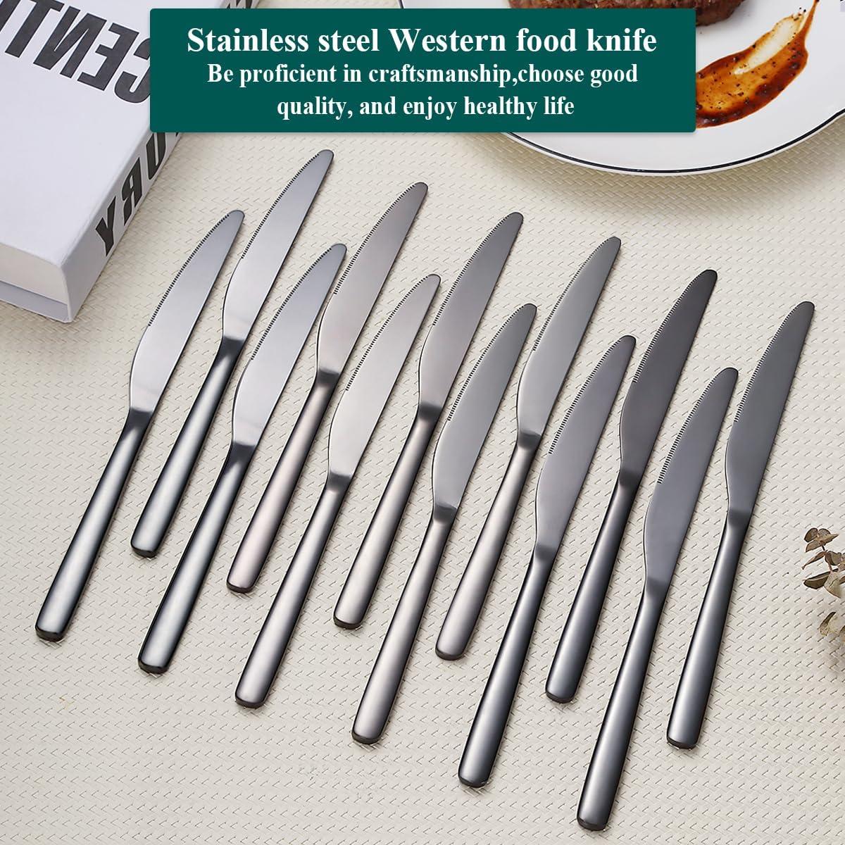 Juego de cuchillos de cena Evanda 12 piezas acero inoxidable negro