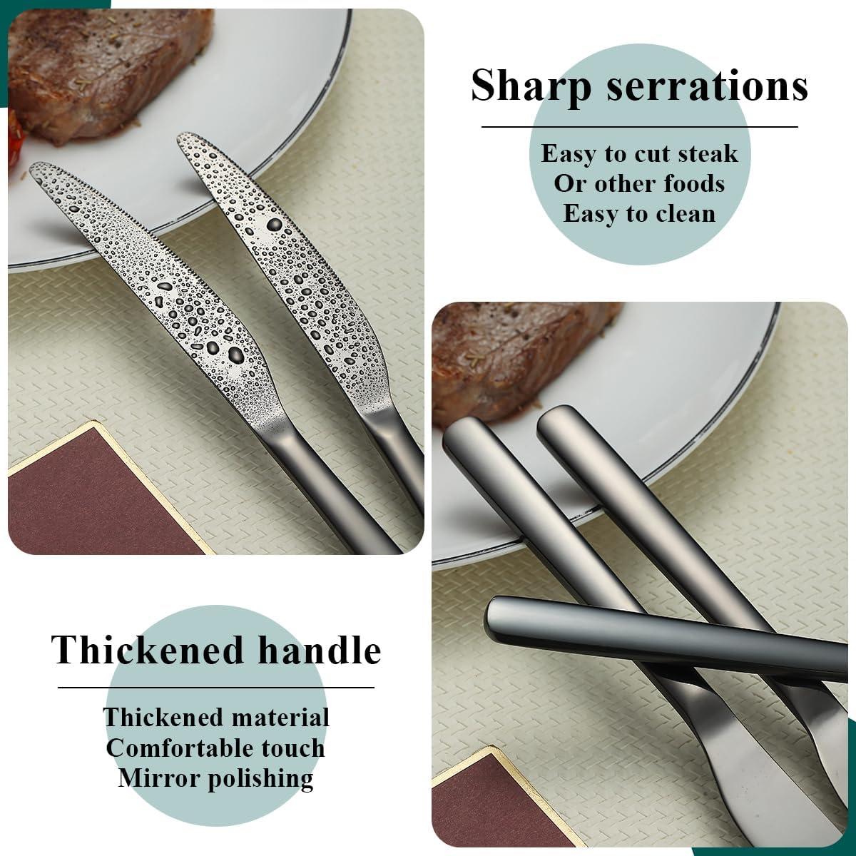 Juego de cuchillos de cena Evanda 12 piezas acero inoxidable negro