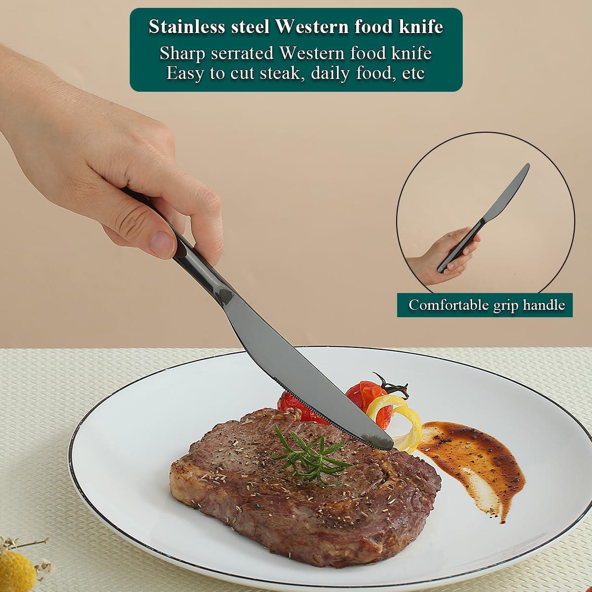 Juego de cuchillos de cena Evanda 12 piezas acero inoxidable negro