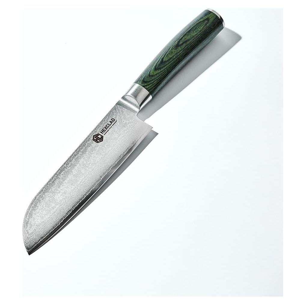 Cuchillo Santoku HexClad 17.78 cm Damasco Japonés Pakkawood