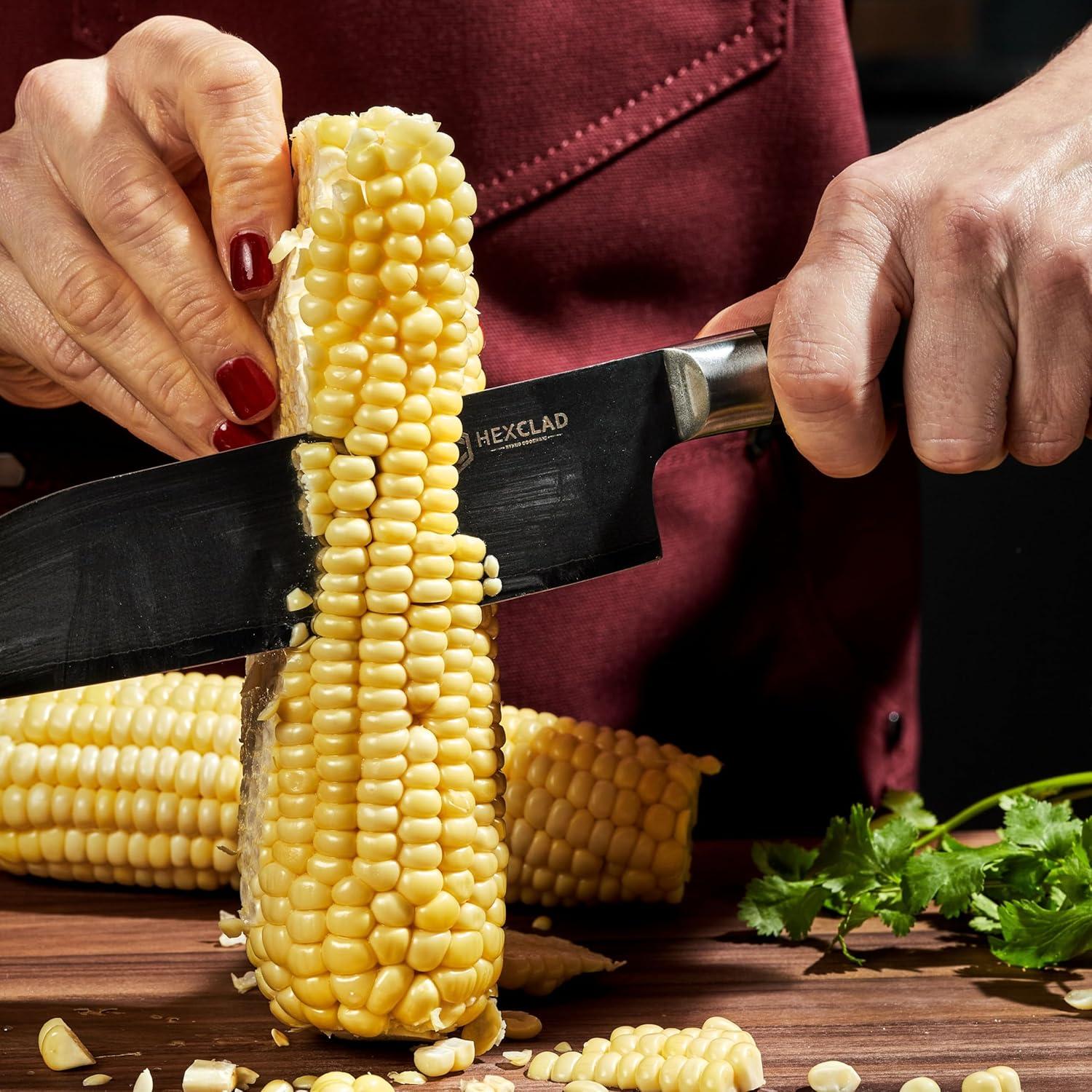 Cuchillo Santoku HexClad 17.78 cm Damasco Japonés Pakkawood