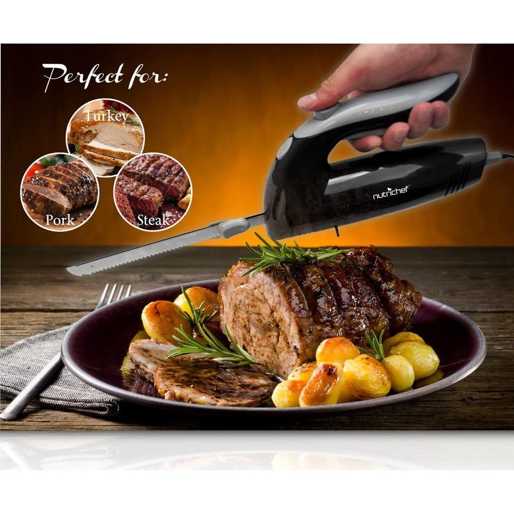 Cuchillo Eléctrico NutriChef 22.6 cm Acero Inoxidable Negro