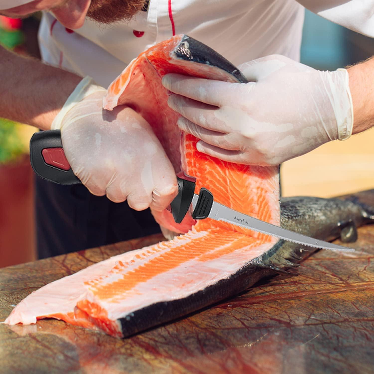 Cuchillo de Filete Eléctrico Mershca Inalámbrico 5 Cuchillas 25.4cm