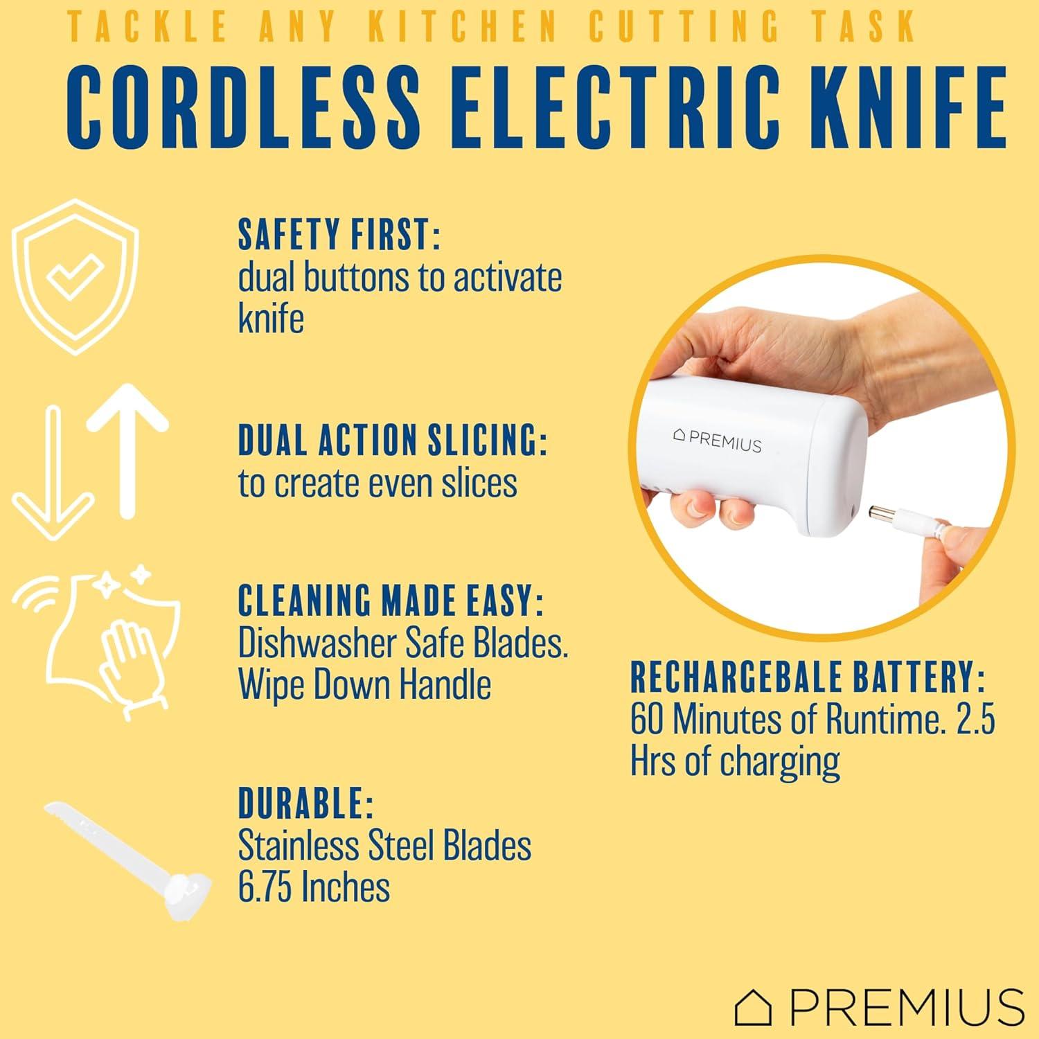 Cuchillo Eléctrico Inalámbrico Premiuss EK-02223 17.1cm Acero Inox