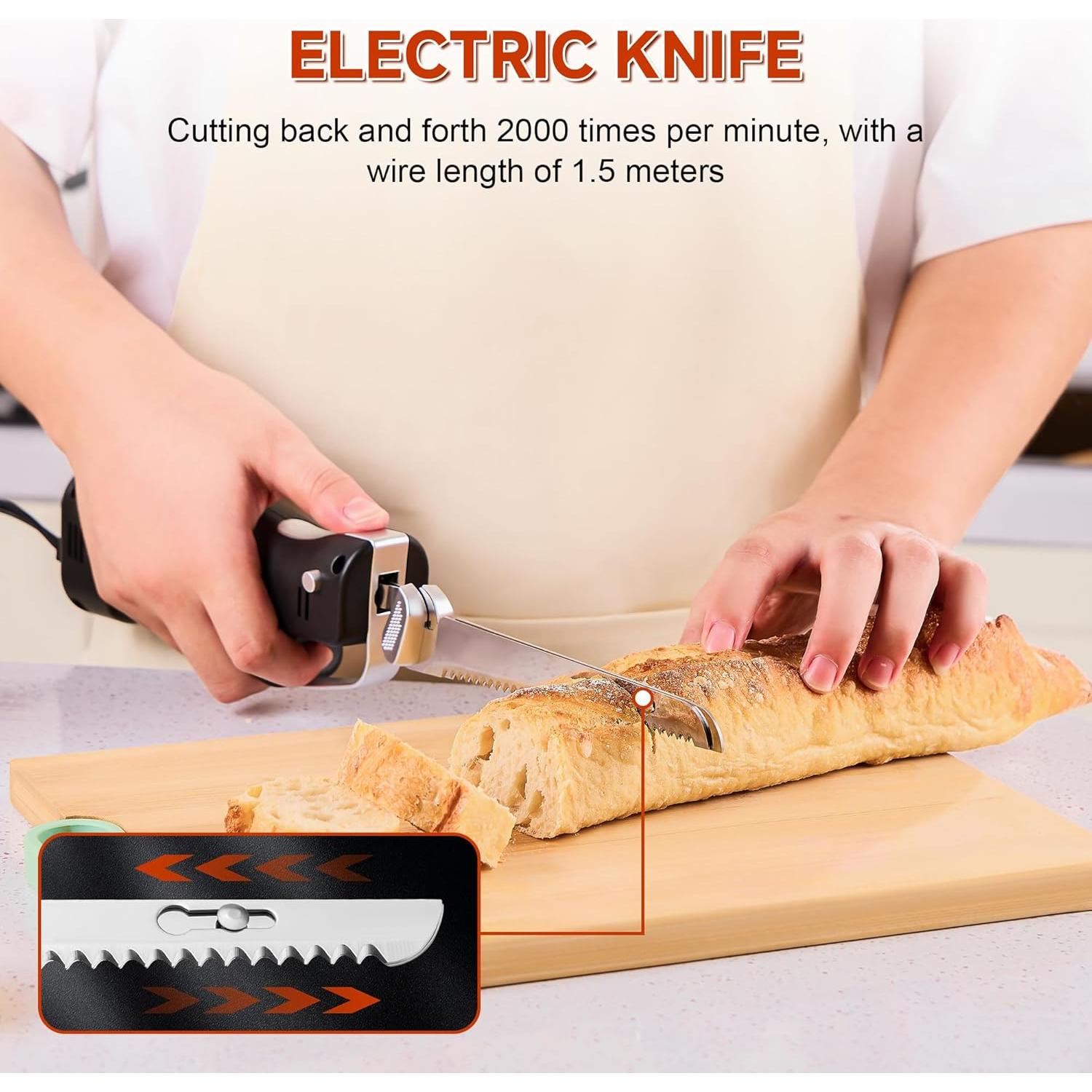 Cuchillo Eléctrico Wanvoapl 100W con Cable 152.4 cm para Carne y Pan