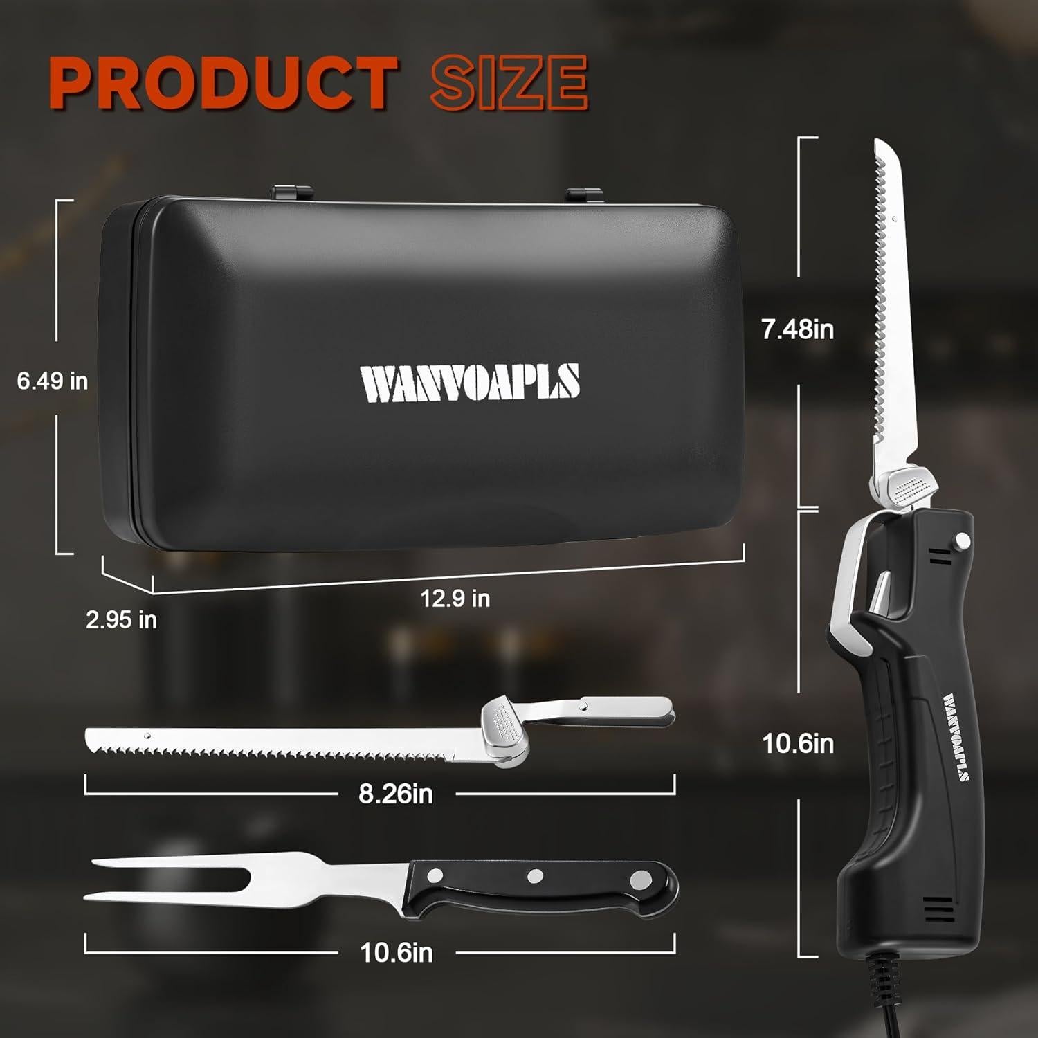 Cuchillo Eléctrico Wanvoapl 100W con Cable 152.4 cm para Carne y Pan