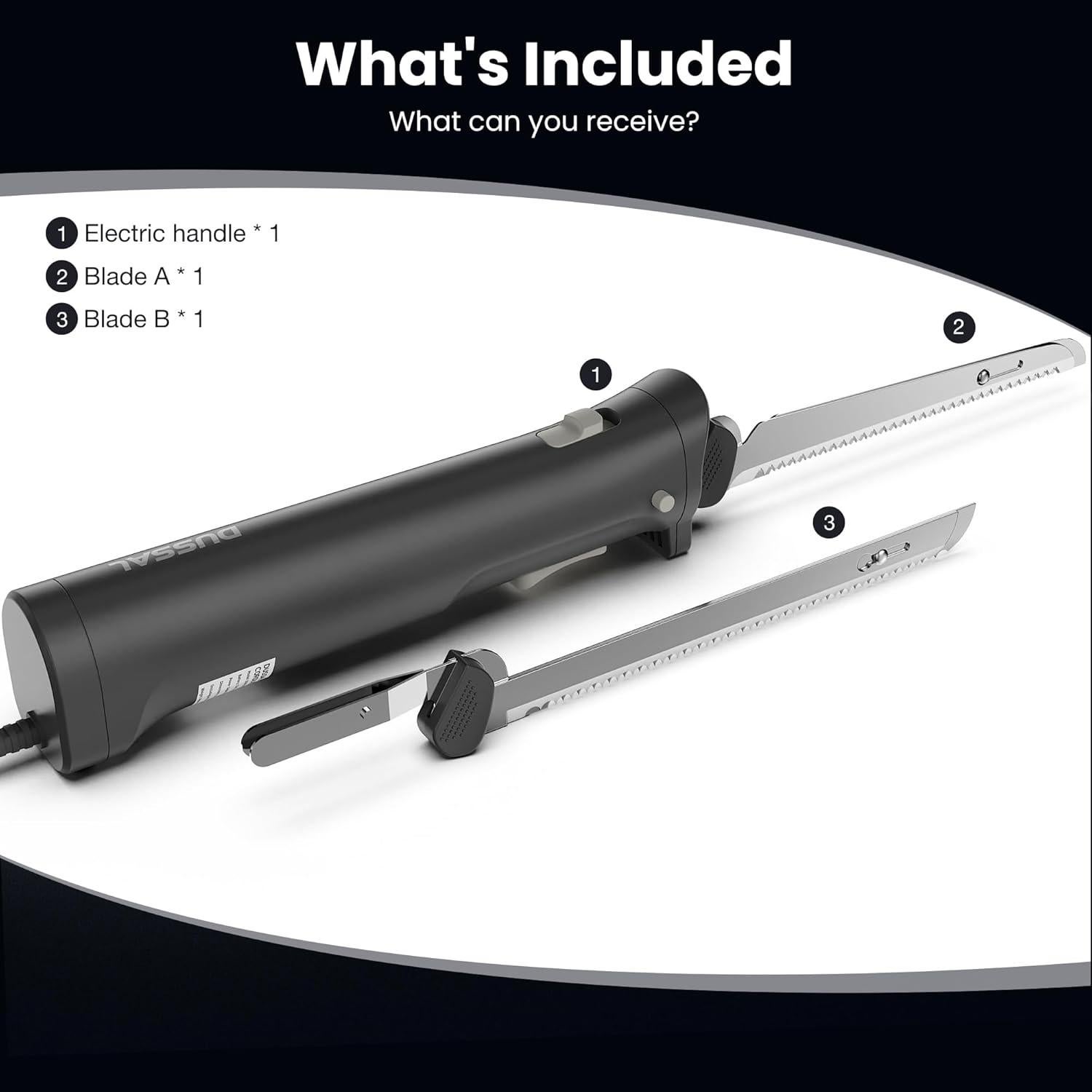Cuchillo Eléctrico DUSSAL con 4 Cuchillas de Acero Inoxidable