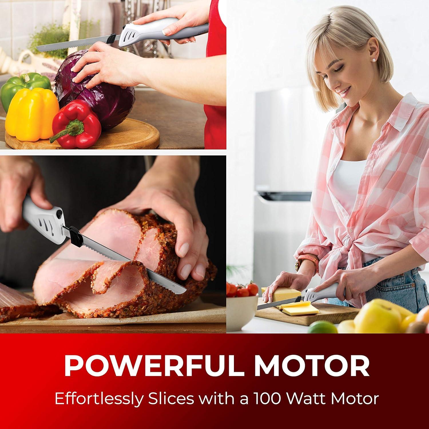 Cuchillo Eléctrico Mueller EK-370WH 100W con Tenedor y Cuchillas