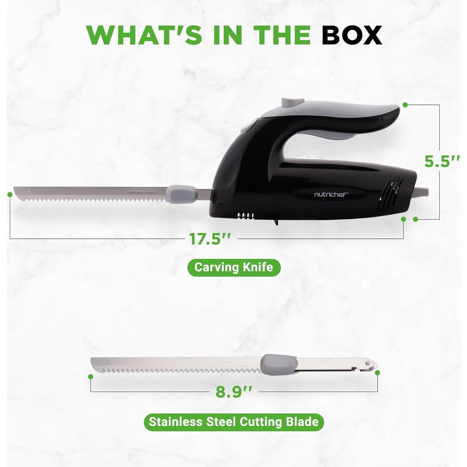 Cuchillo Eléctrico de Rebanar NutriChef 22.6 cm Acero Inoxidable