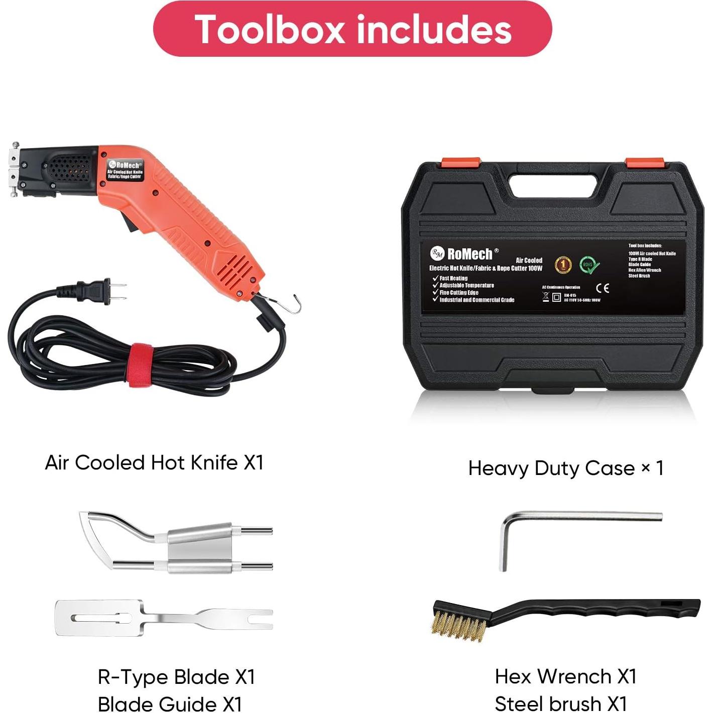 Cortador de Tela Eléctrico ROMECH 100W Refrigerado por Aire