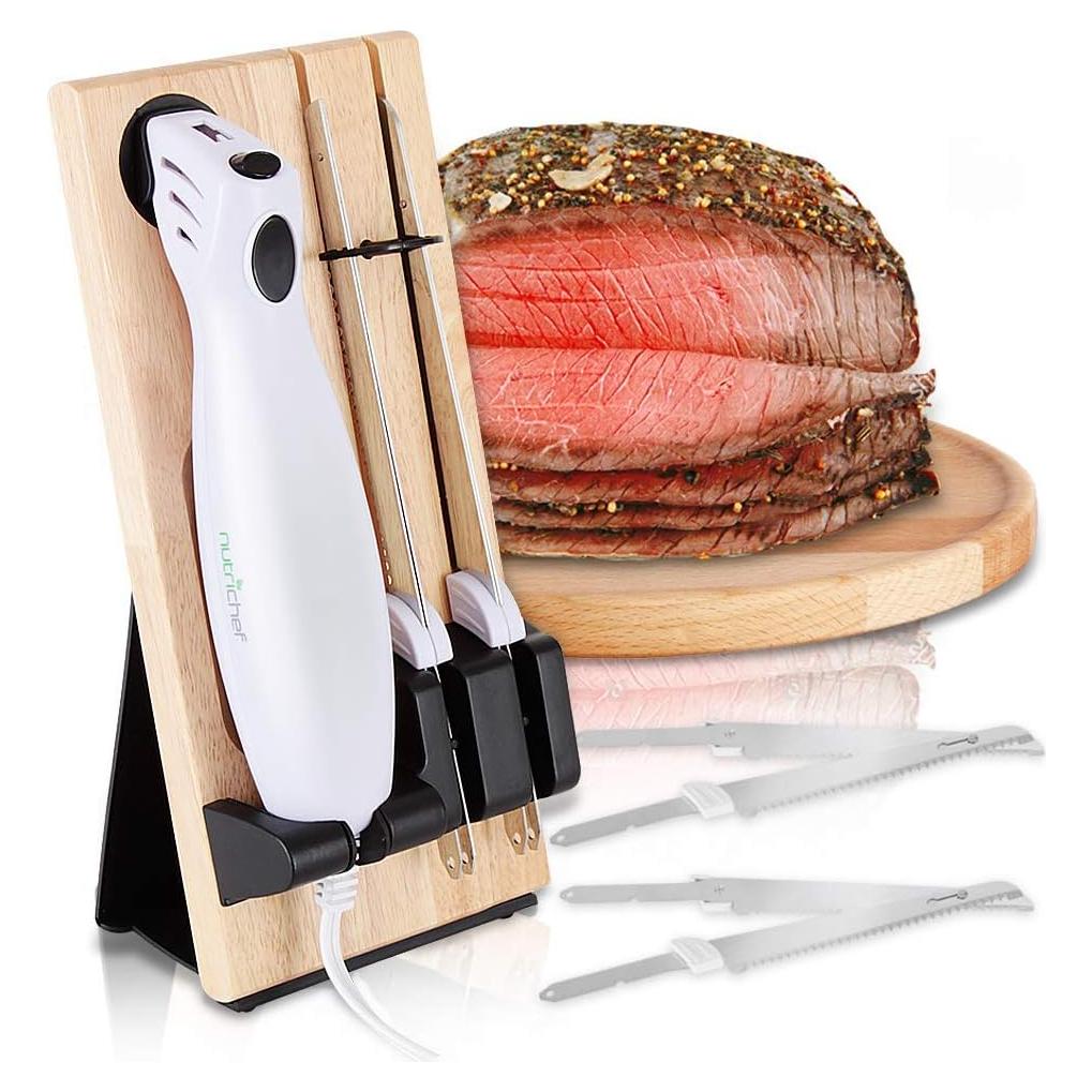 Cuchillo Eléctrico NutriChef con Soporte de Madera 100W