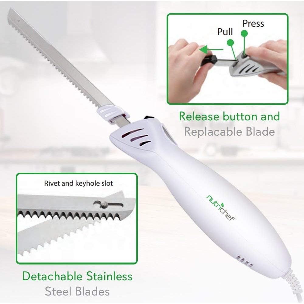 Cuchillo Eléctrico NutriChef con Soporte de Madera 100W