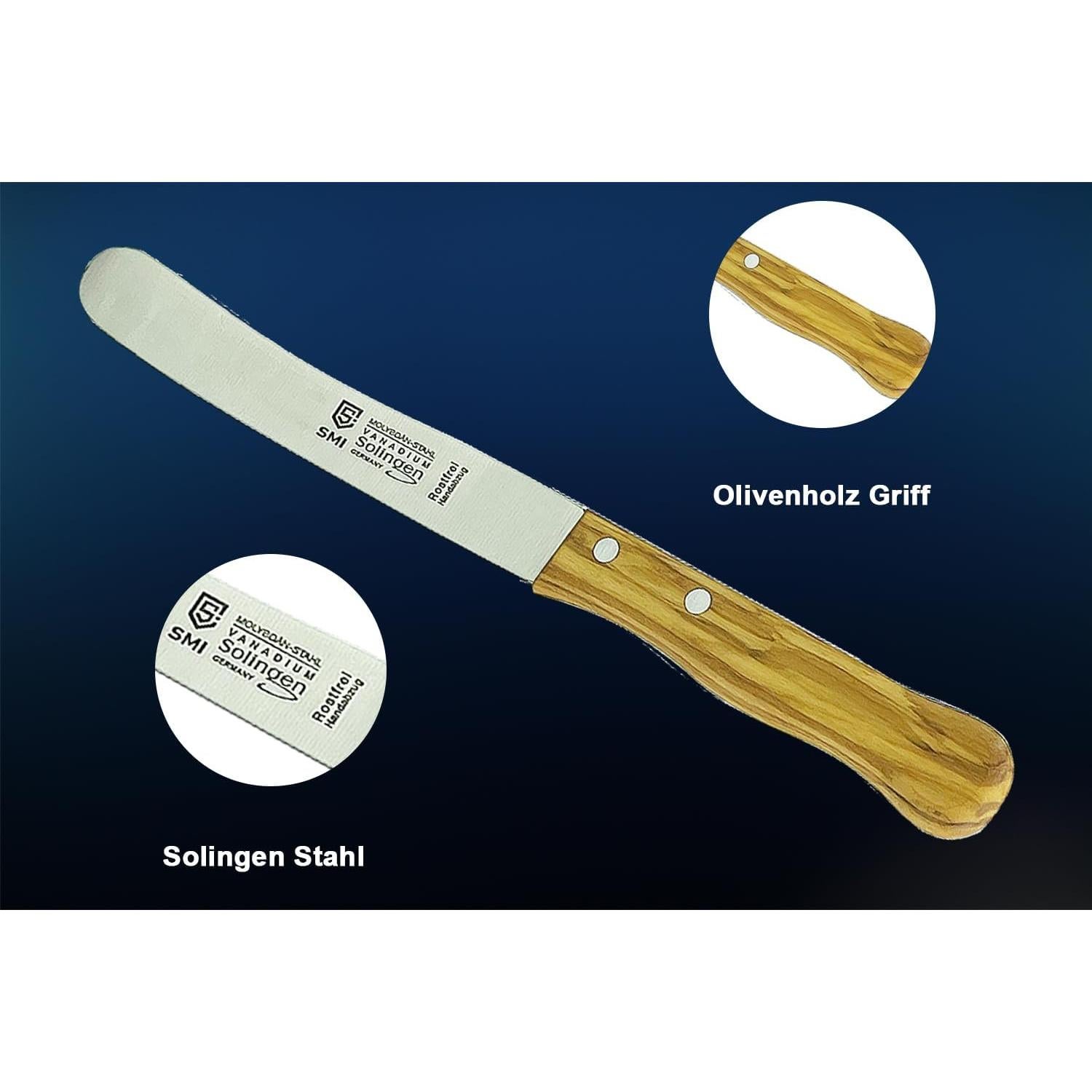 Cuchillo de Pan SMI Solingen Mango de Madera 22.5 cm