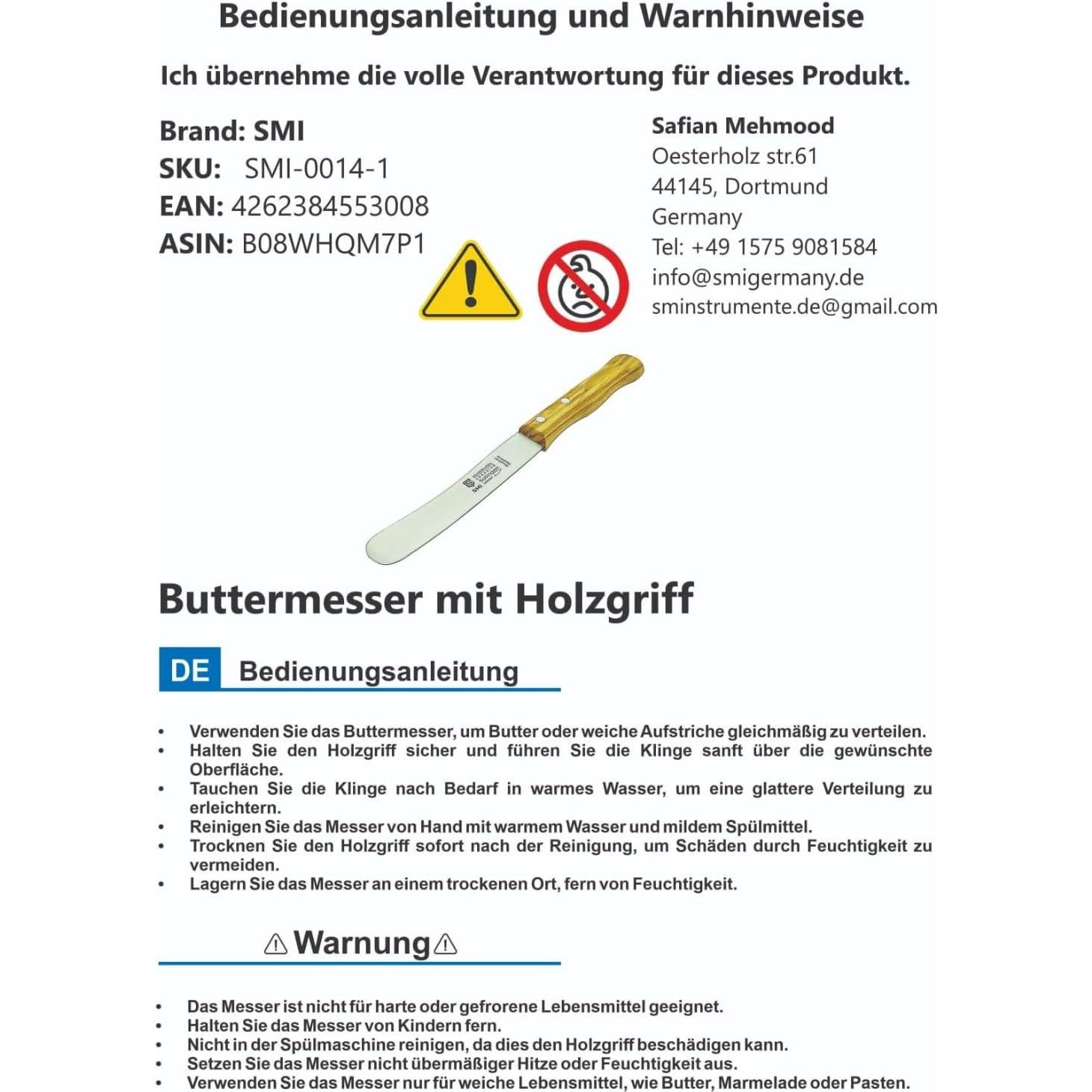 Cuchillo de Pan SMI Solingen Mango de Madera 22.5 cm