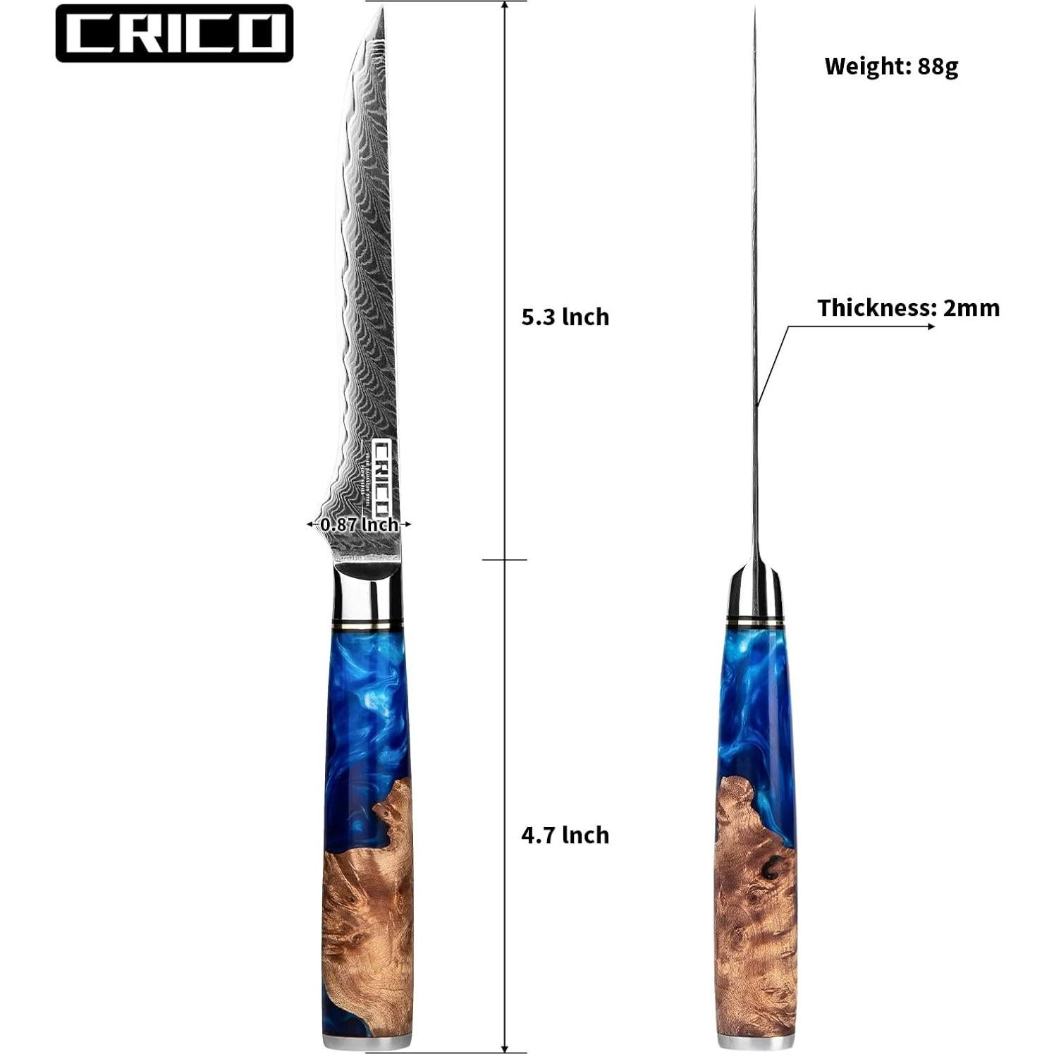 Cuchillo de Deshuesar CRICO Damasco 13.5 cm Acero VG10 Forjado