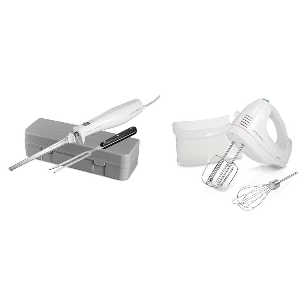 Cuchillo Eléctrico Hamilton Beach + Mezclador 6 Velocidades Blanco